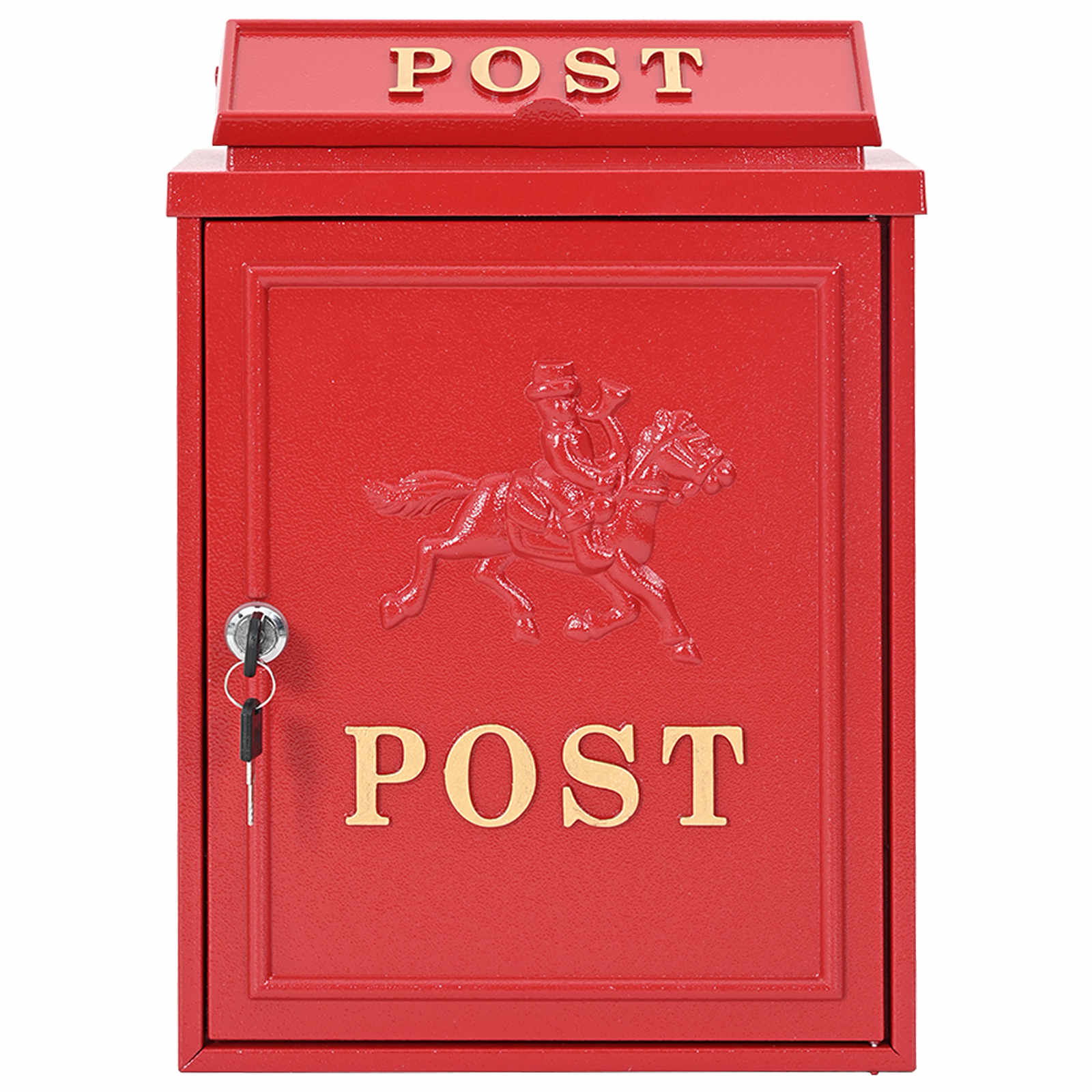Wall Mounted Mailbox Red 29 x 13 x 41 cm Cast Aluminum