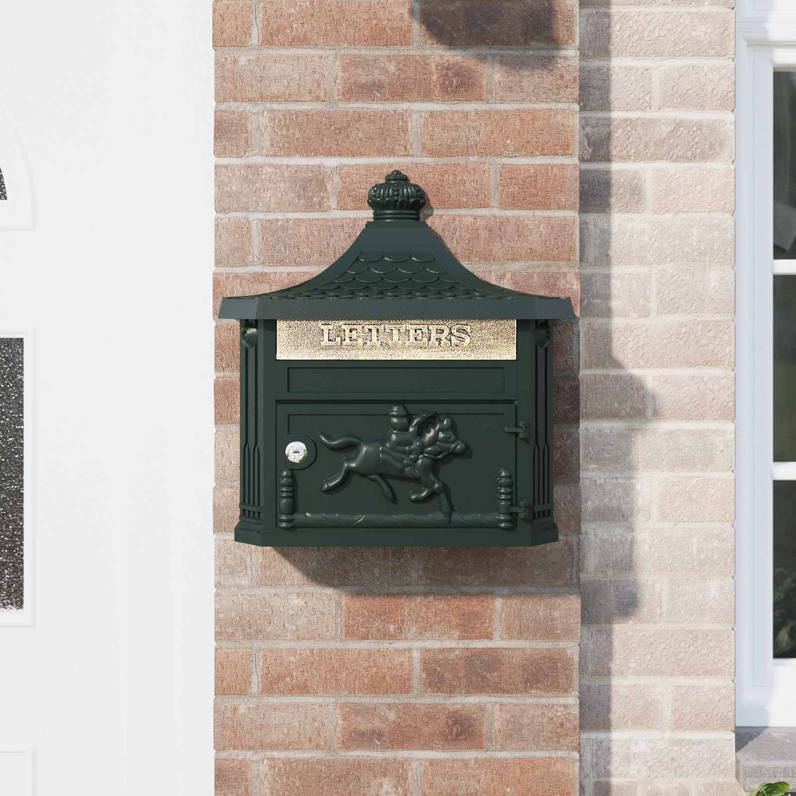 Wall Mounted Mailbox Green 40.5 x 16 x 45 cm Cast Aluminum
