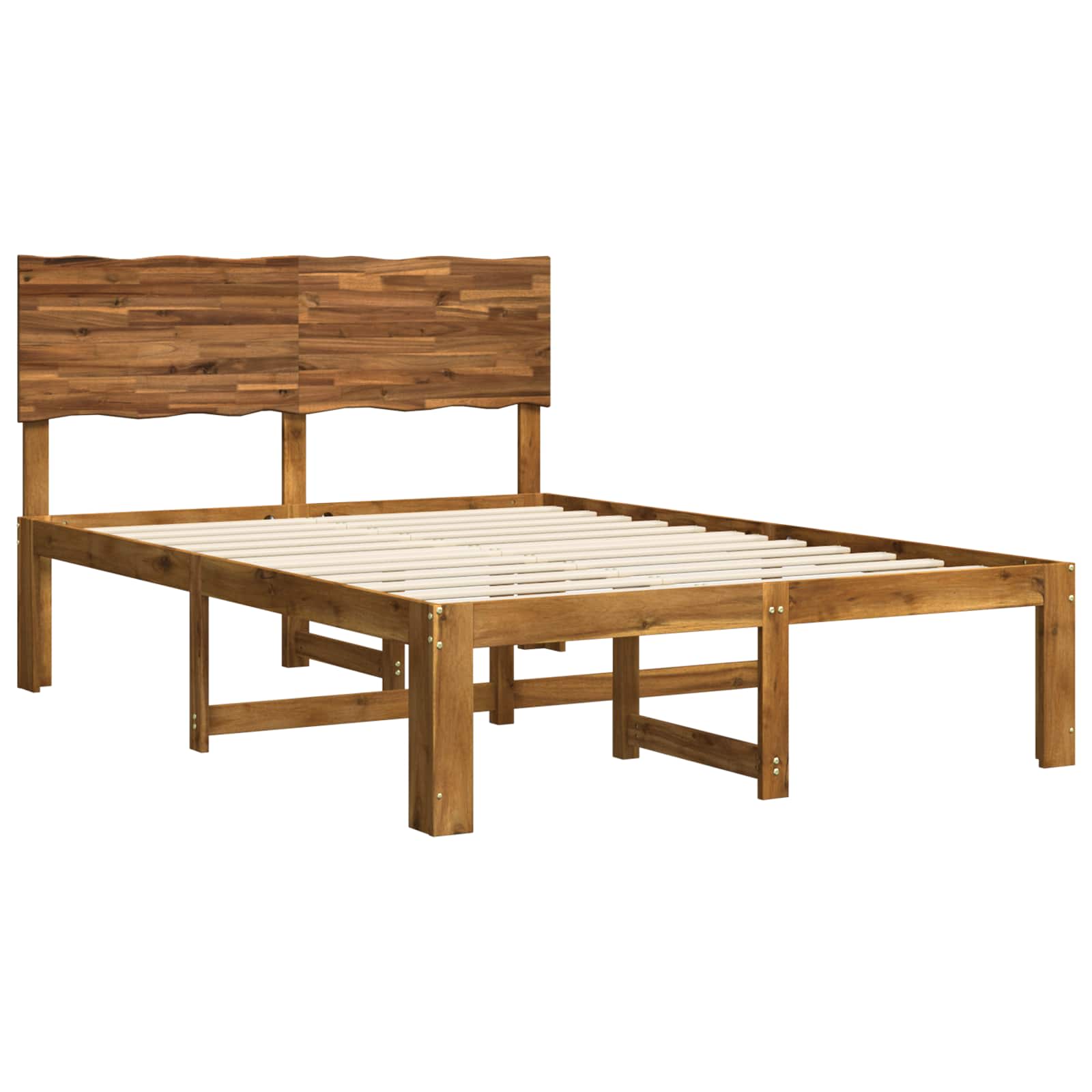 Double bed frame with headboard ROSTOCK Natural 135 x 190 cm
