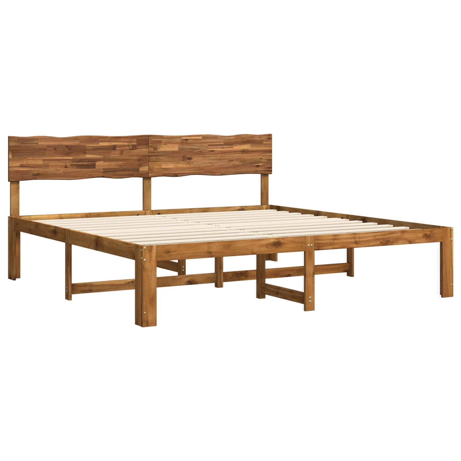 Double bed frame with headboard ROSTOCK Natural 180 x 200 cm