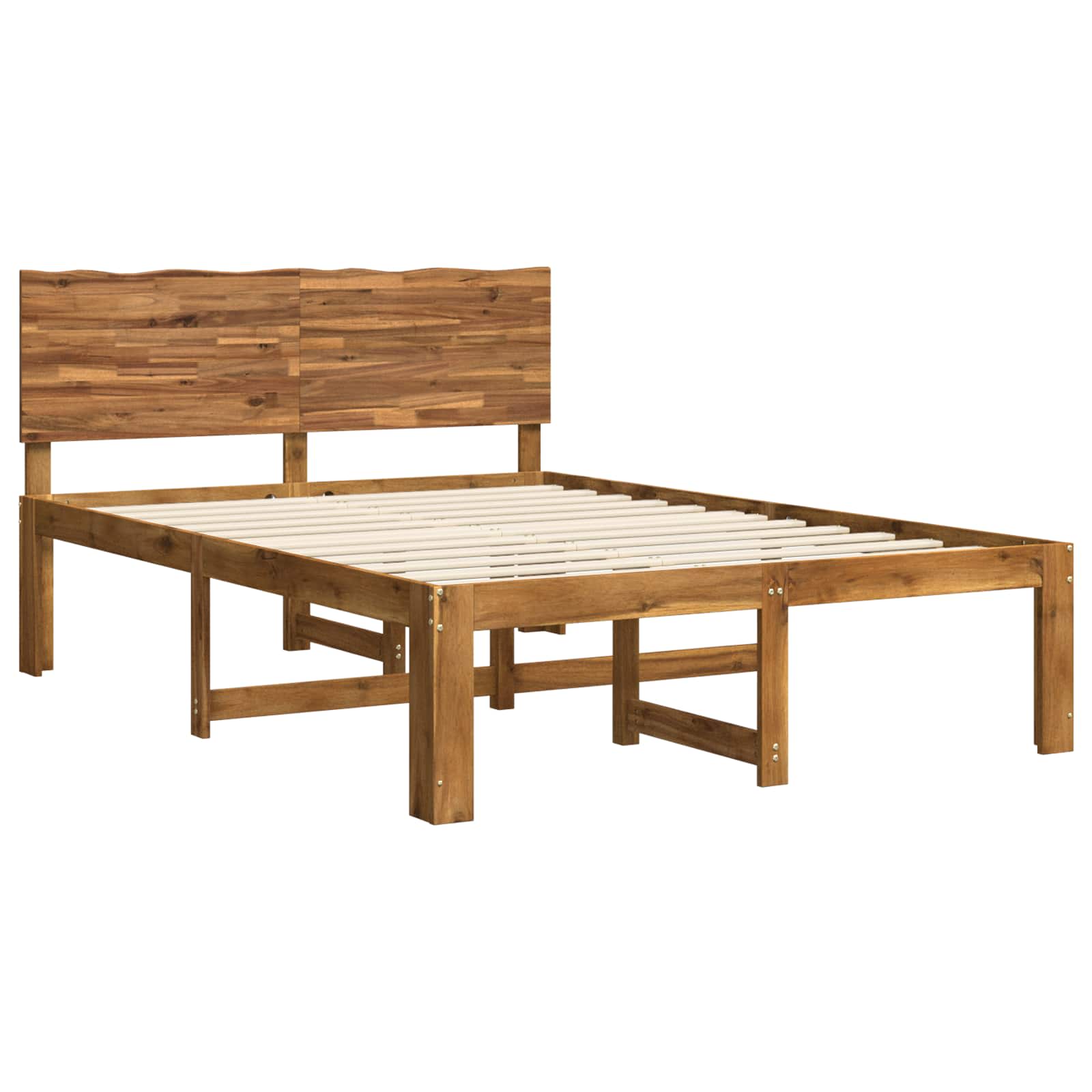 Double bed frame with headboard ROSTOCK Natural 135 x 190 cm