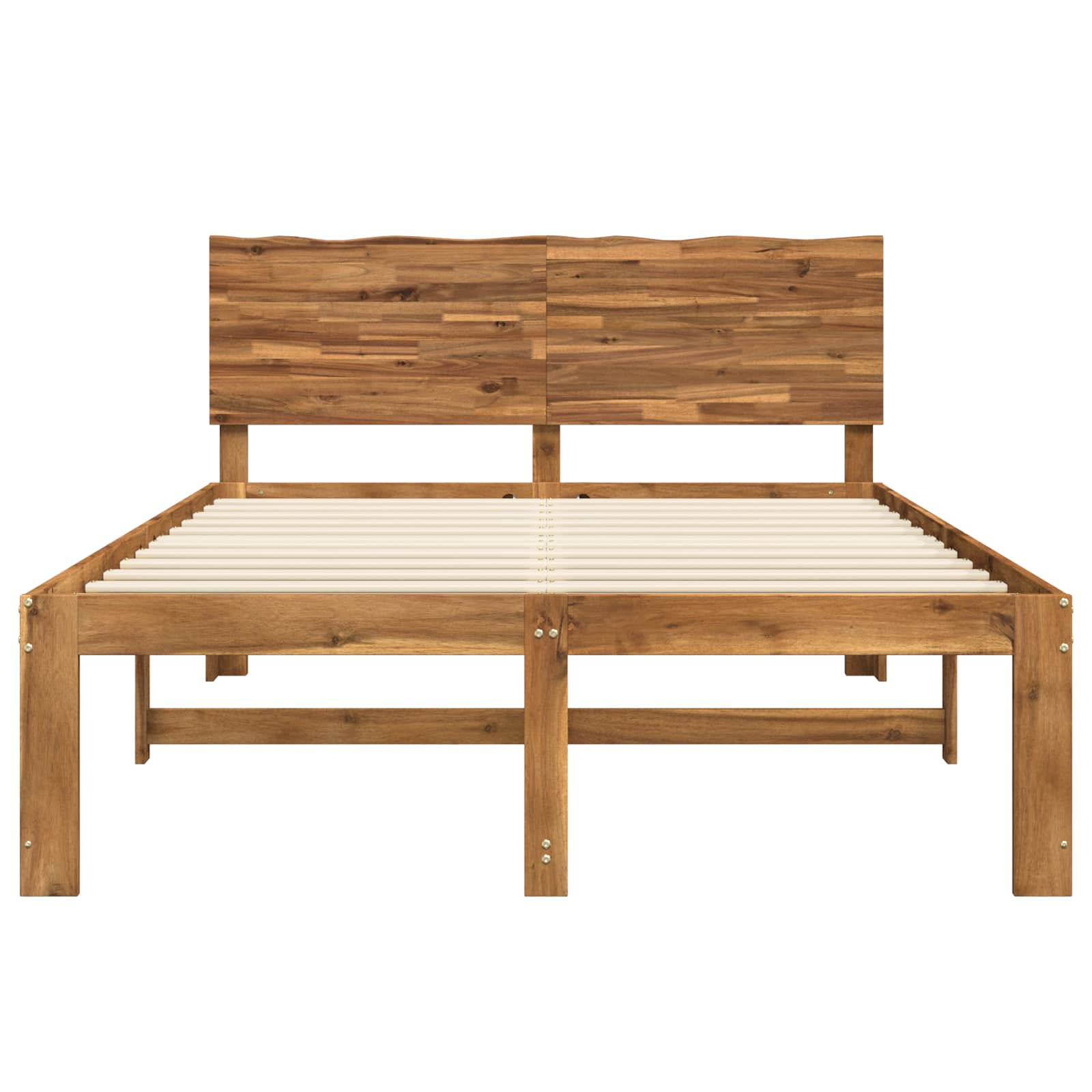 Double bed frame with headboard ROSTOCK Natural 150 x 200 cm