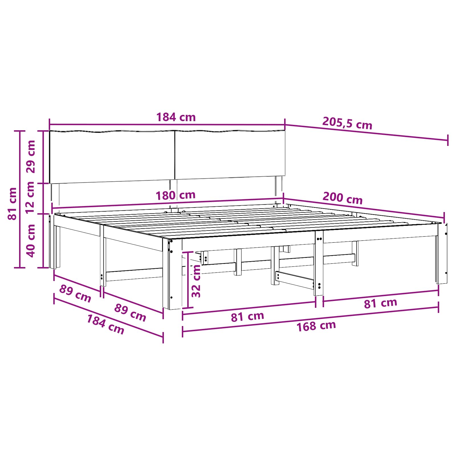 Double bed frame with headboard ROSTOCK Natural 180 x 200 cm
