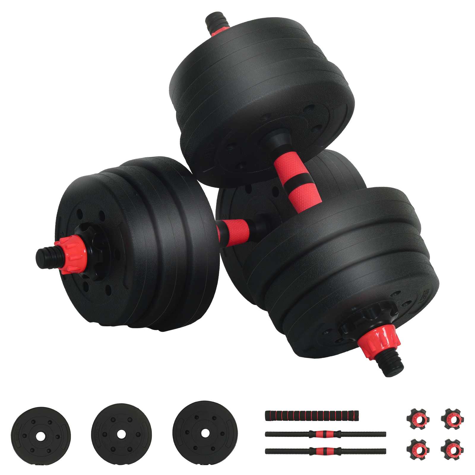 2-in-1 Dumbbell Set Black and Red 121 x 19.5 x 19.5 cm