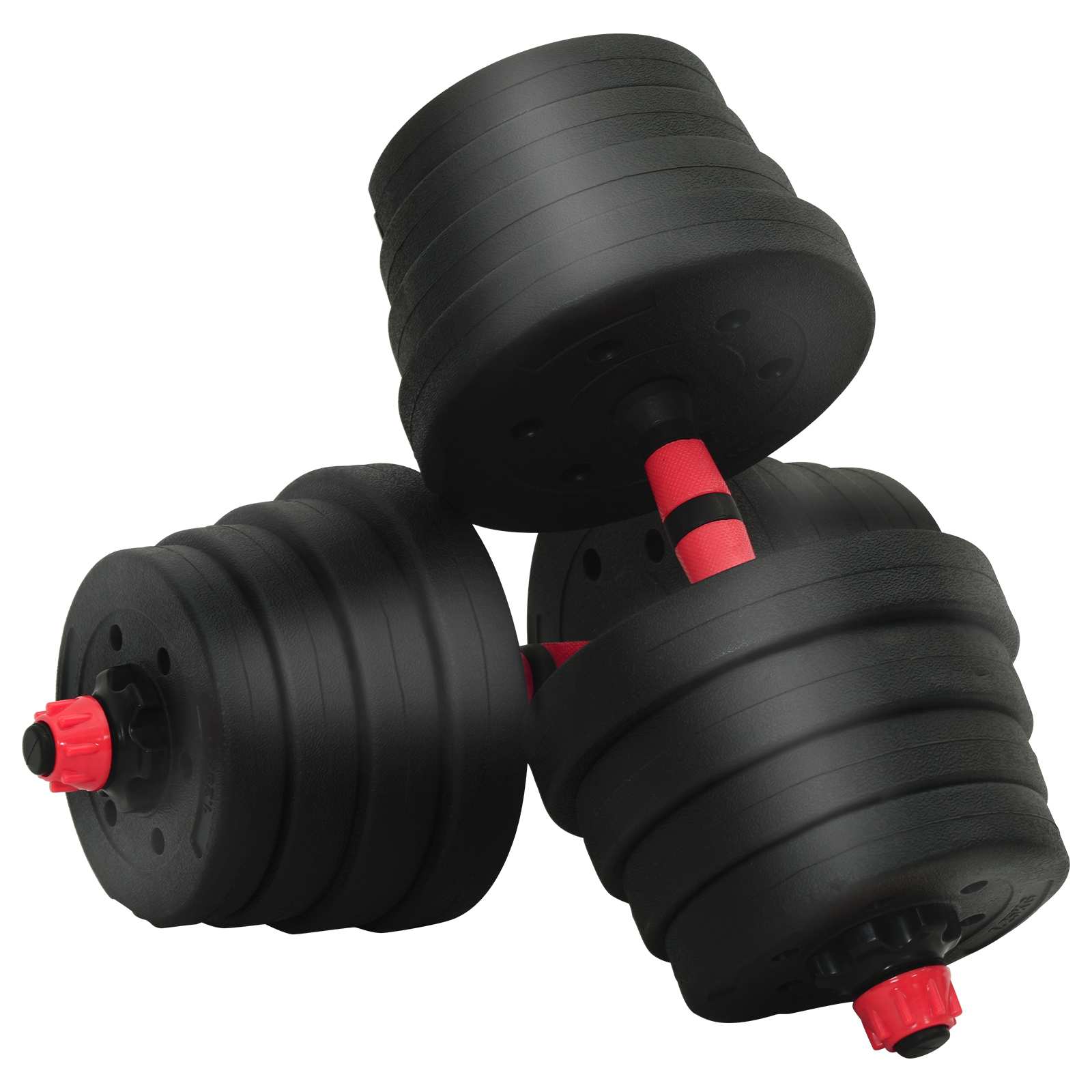2-in-1 Dumbbell Barbell Set 30kg Black and Red