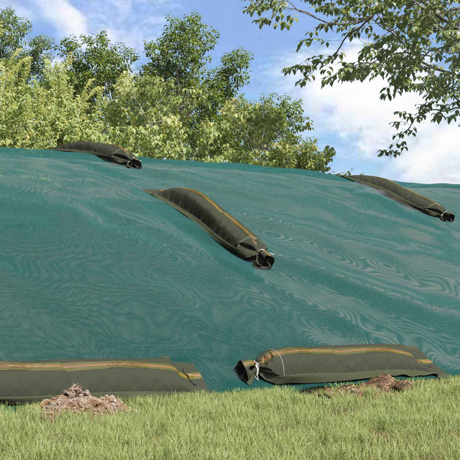 Sandbags 10 pcs Dark Green 100 x 25 cm HDPE