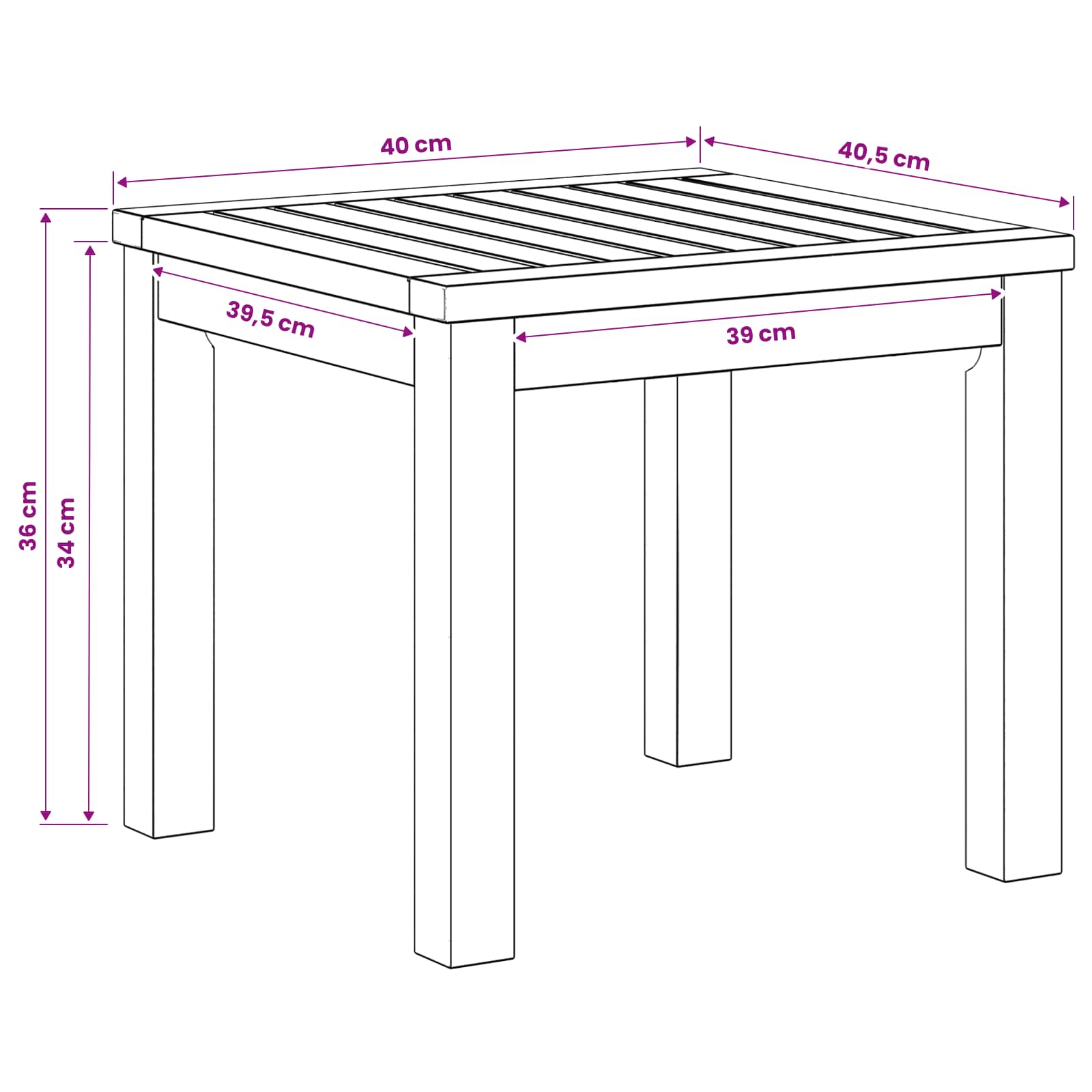 Coffee Table Natural 40 x 40.5 x 36 cm Solid Acacia Wood