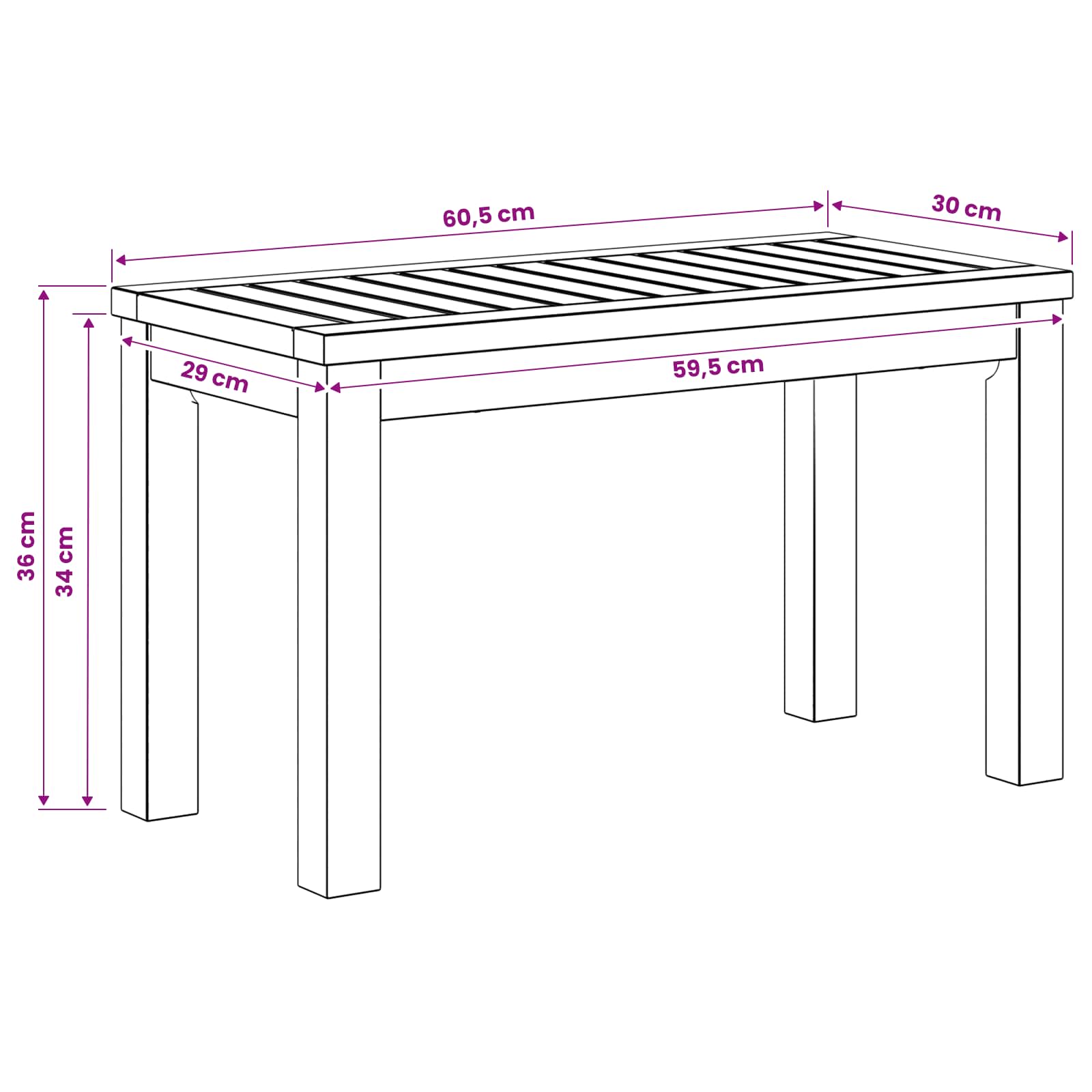 Coffee Table Natural 60.5 x 30 x 36 cm Solid Acacia Wood