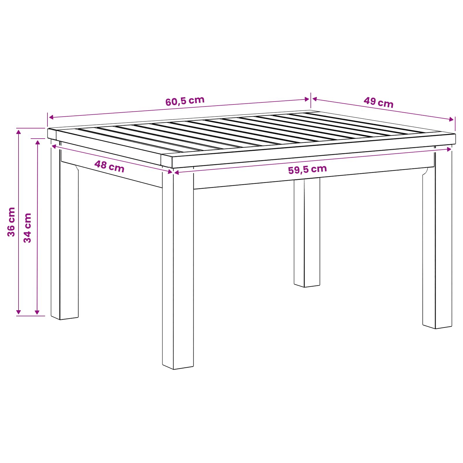 Coffee Table Natural 50 x 60.5 x 36 cm Solid Acacia Wood