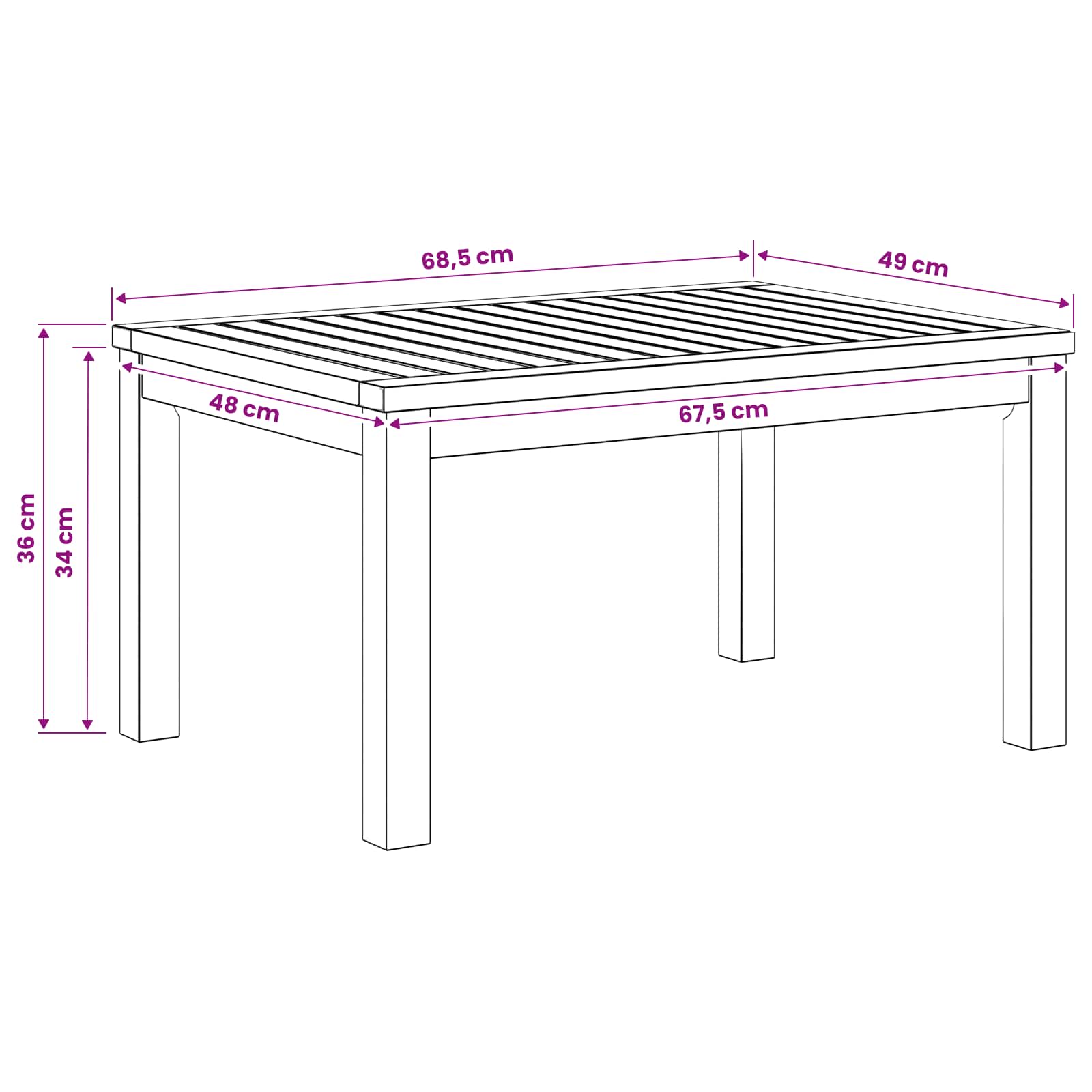 Coffee Table Natural 50 x 68.5 x 36 cm Solid Acacia Wood