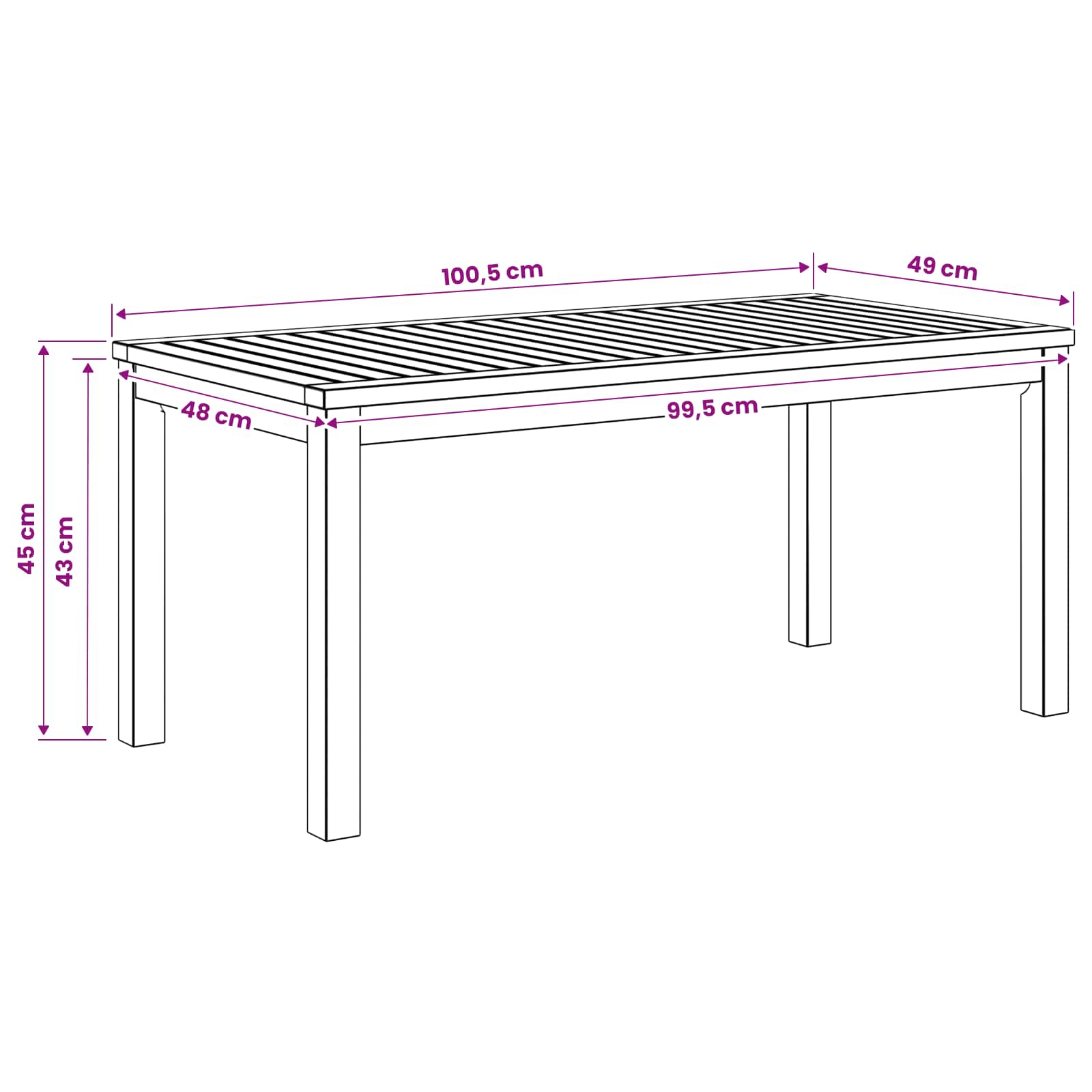 Coffee Table Natural 49 x 100.5 x 45 cm Solid Acacia Wood