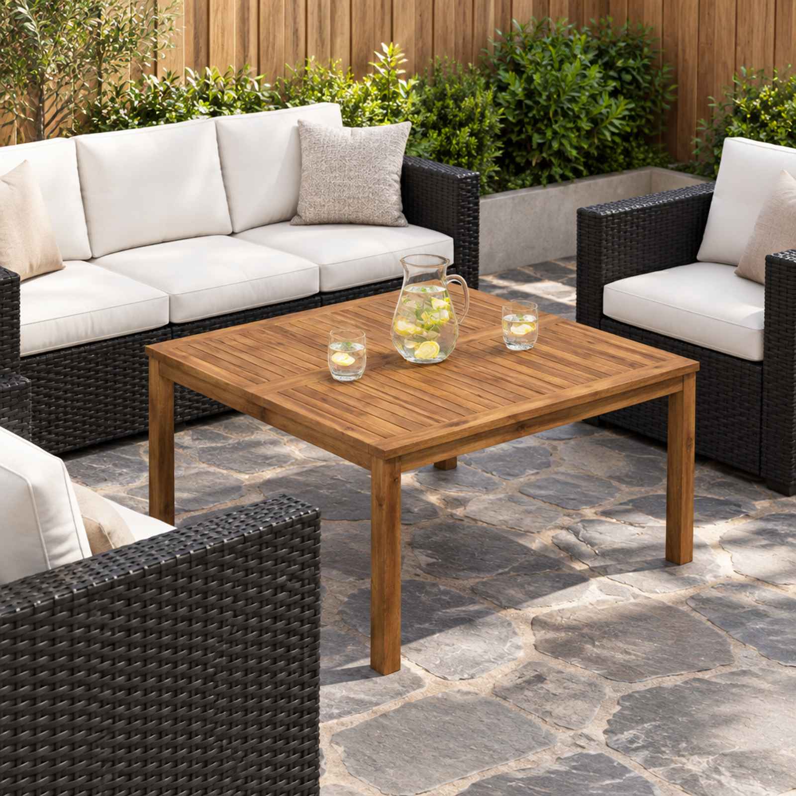 Coffee Table Natural 98 x 100.5 x 45 cm Solid Acacia Wood