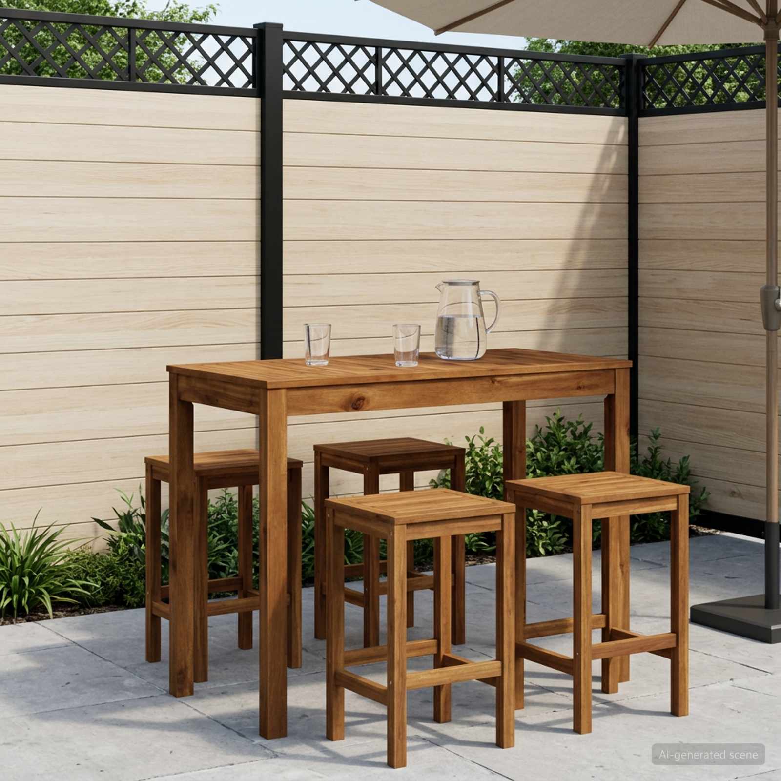 Garden Bar Table Natural 108.5 x 55 x 105 cm Solid Acacia Wood