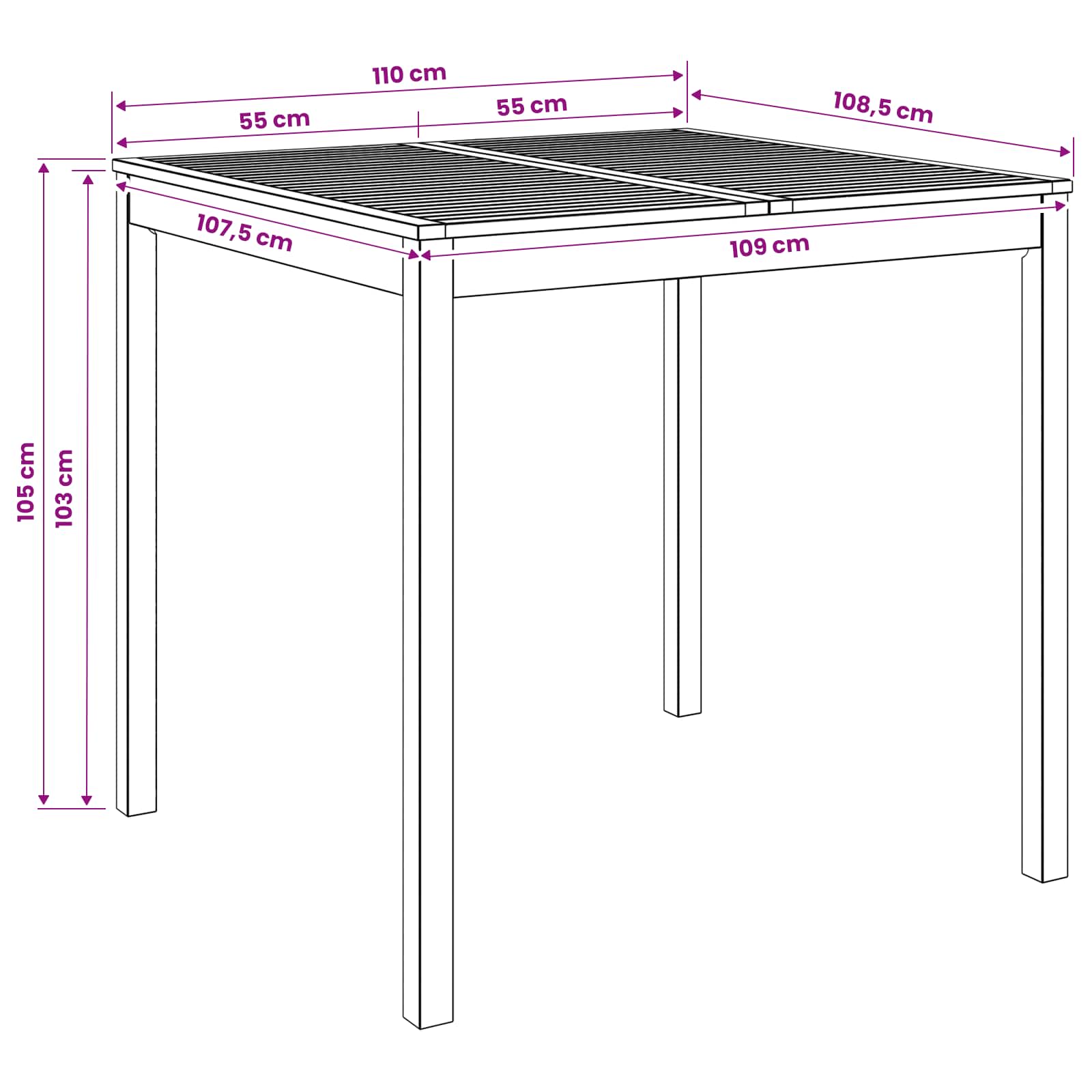Garden Bar Table Natural 110 x 108.5 x 105 cm Solid Acacia Wood