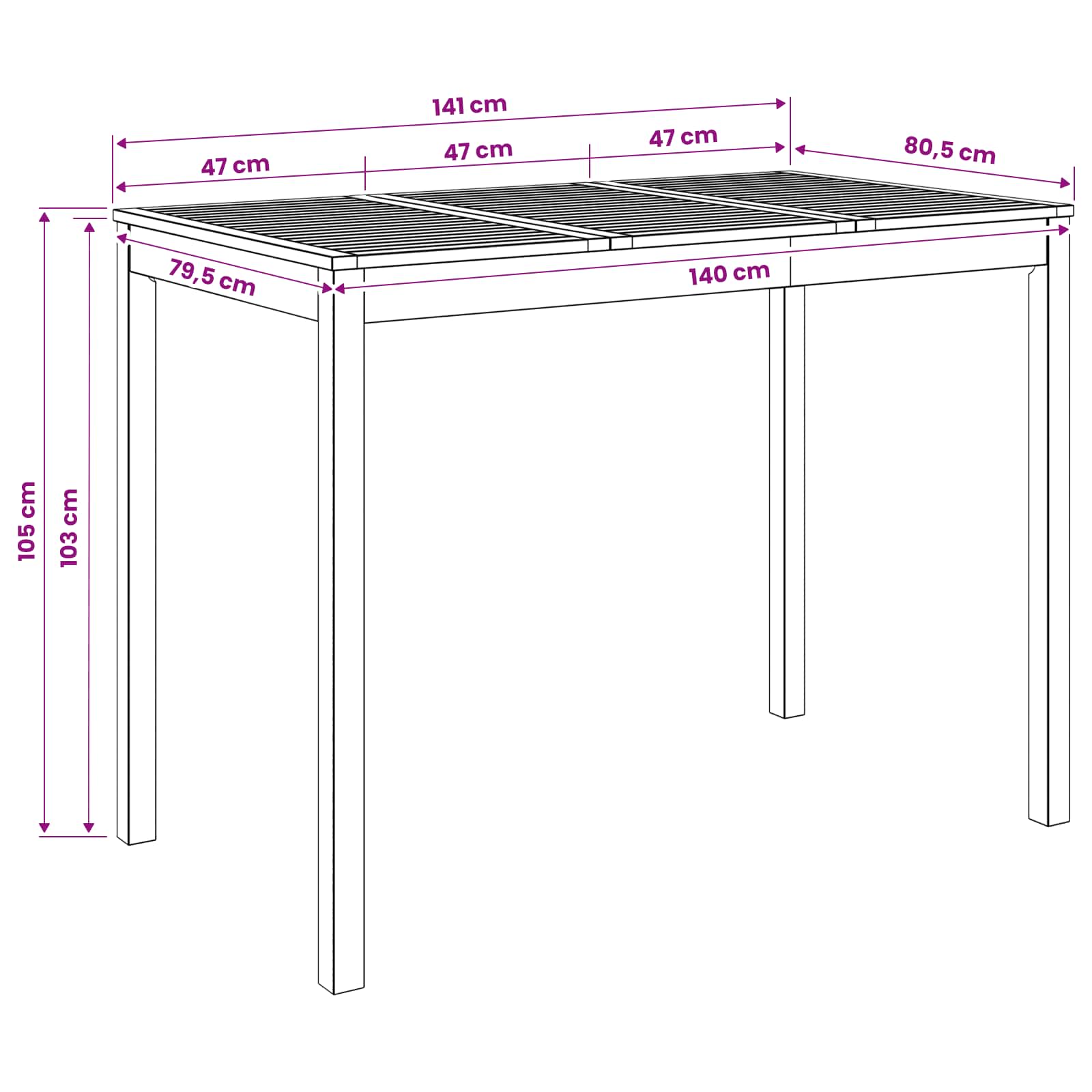 Garden Bar Table Natural 141 x 80.5 x 105 cm Solid Acacia Wood