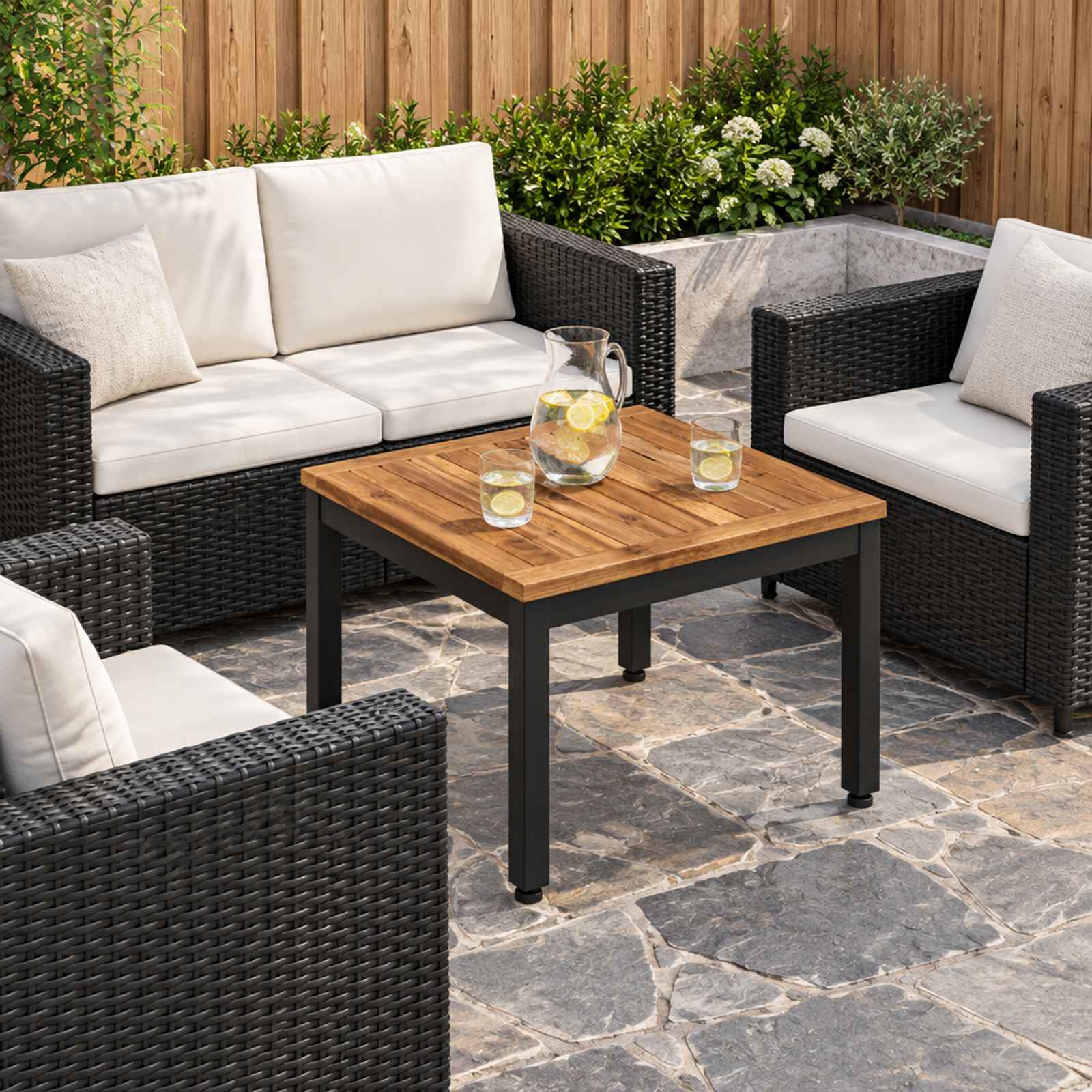 Coffee Table Natural and Black 49 x 48.5 x 36 cm