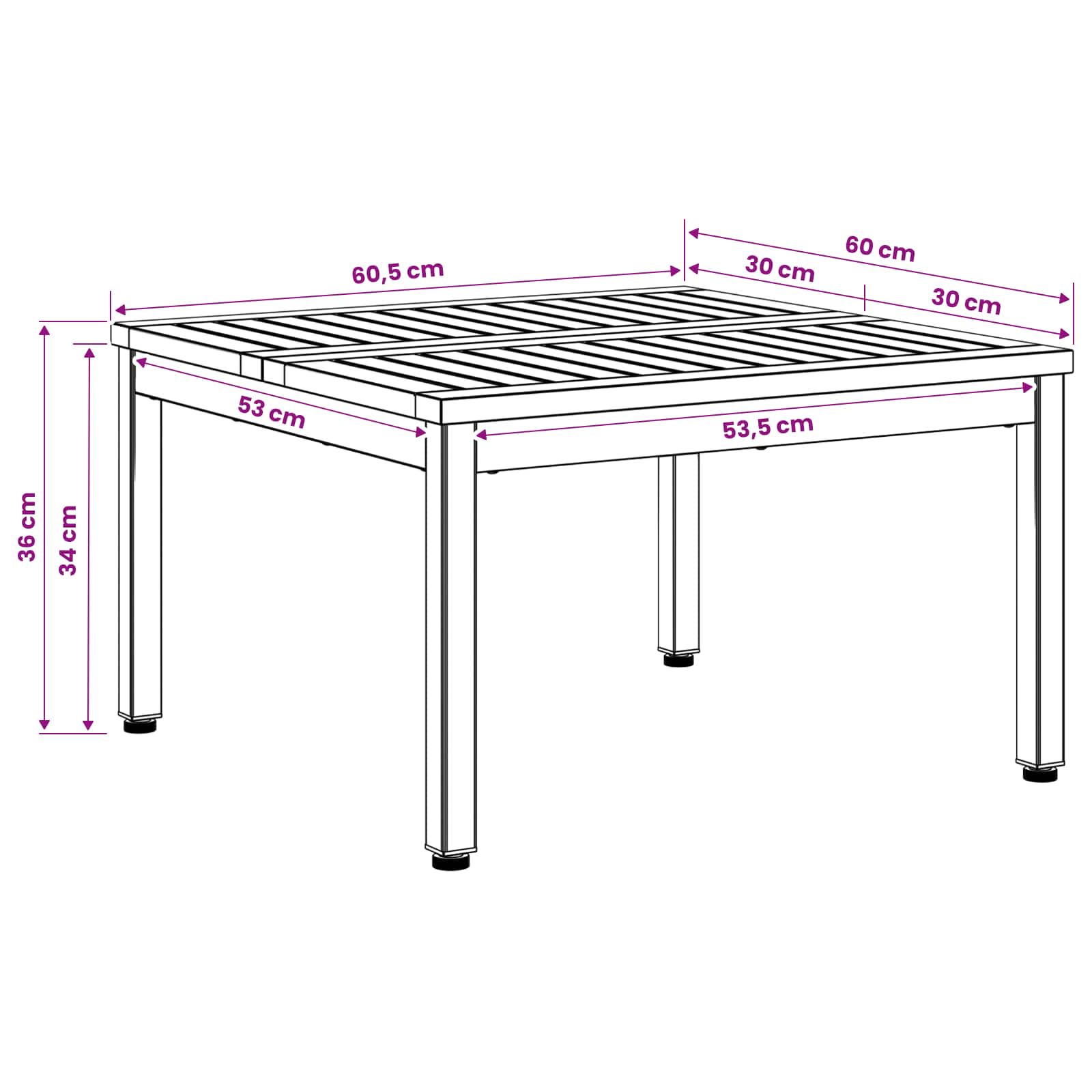 Coffee Table Natural and Black 60 x 60.5 x 36 cm