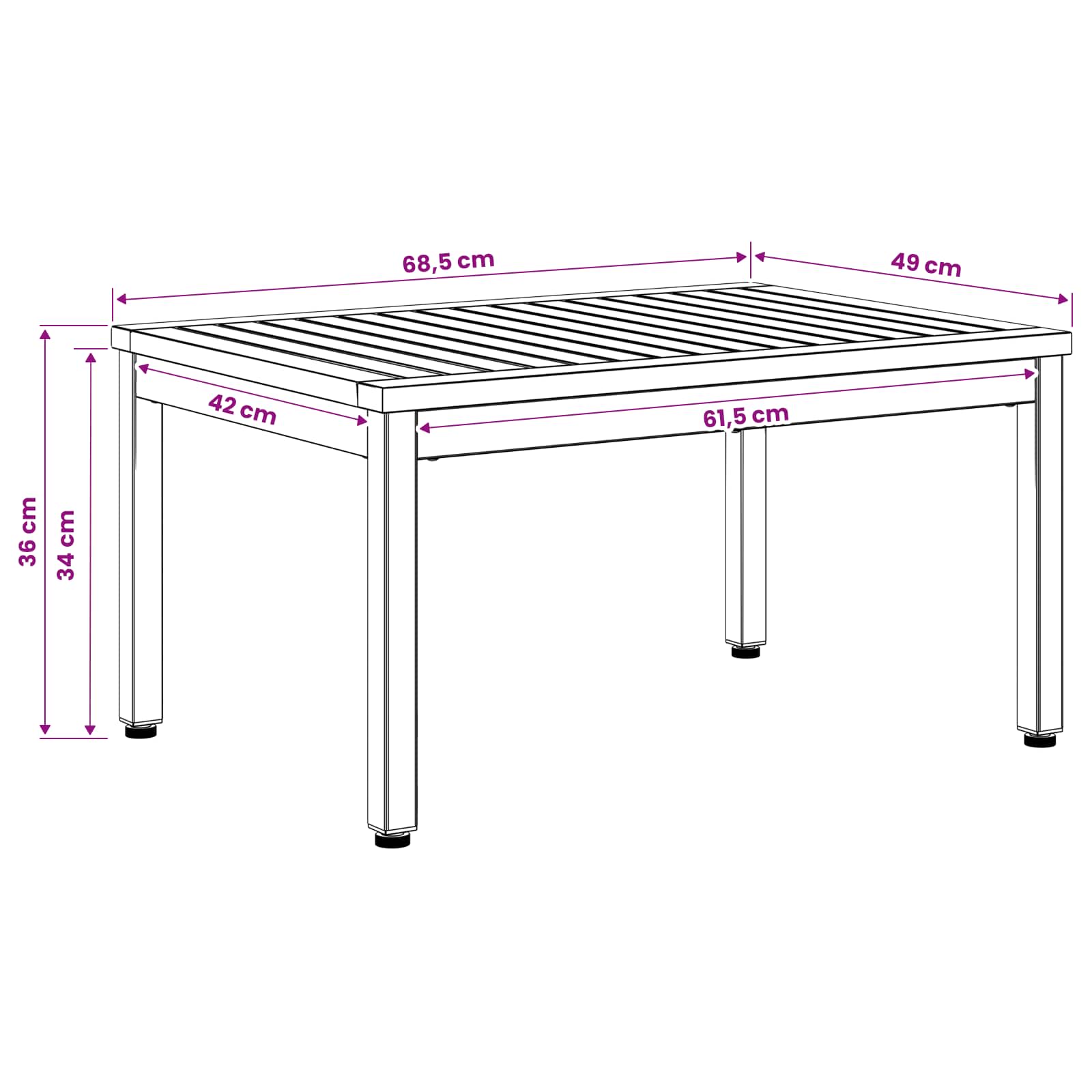 Coffee Table Natural and Black 50 x 68.5 x 36 cm