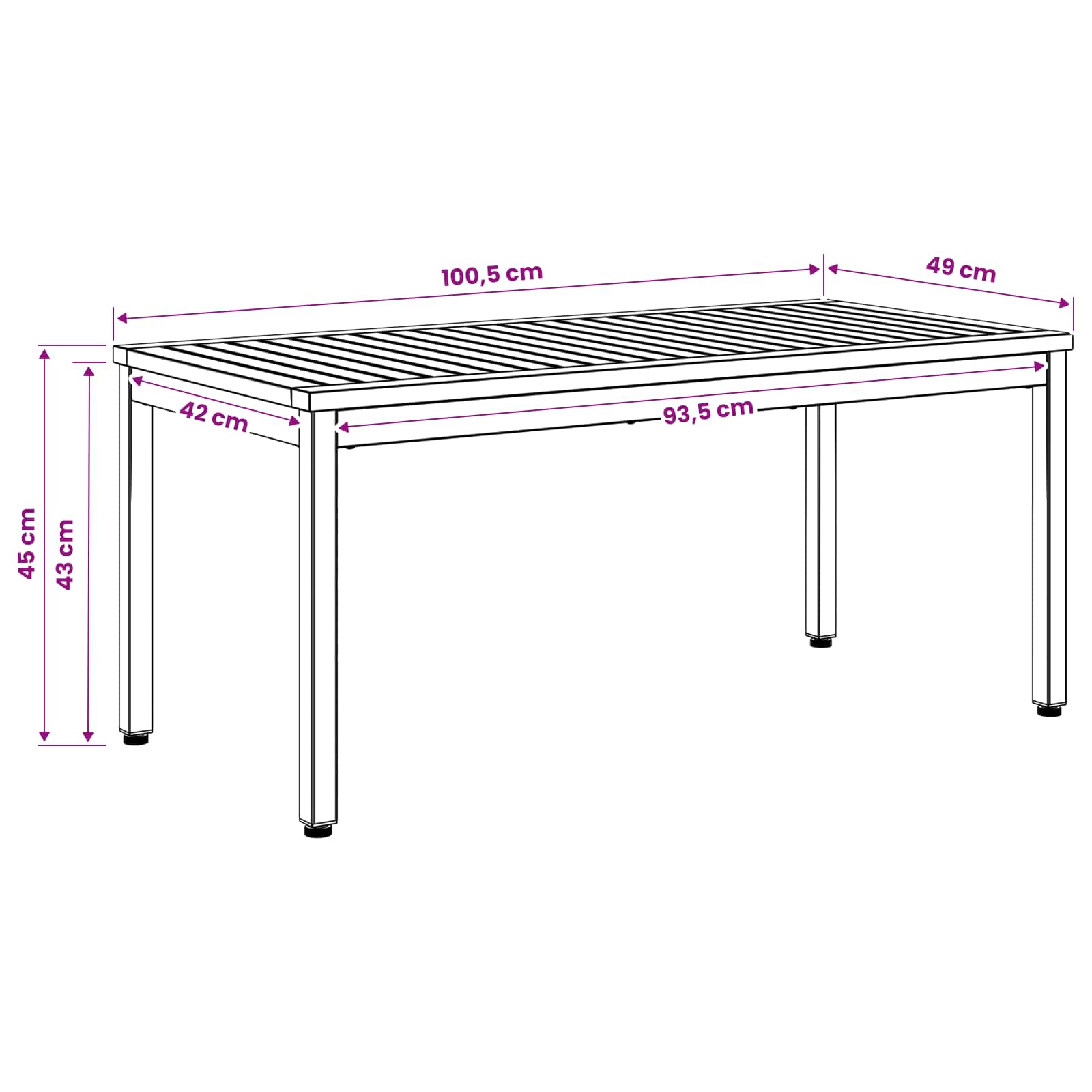 Coffee Table Natural and Black 50 x 100.5 x 45 cm