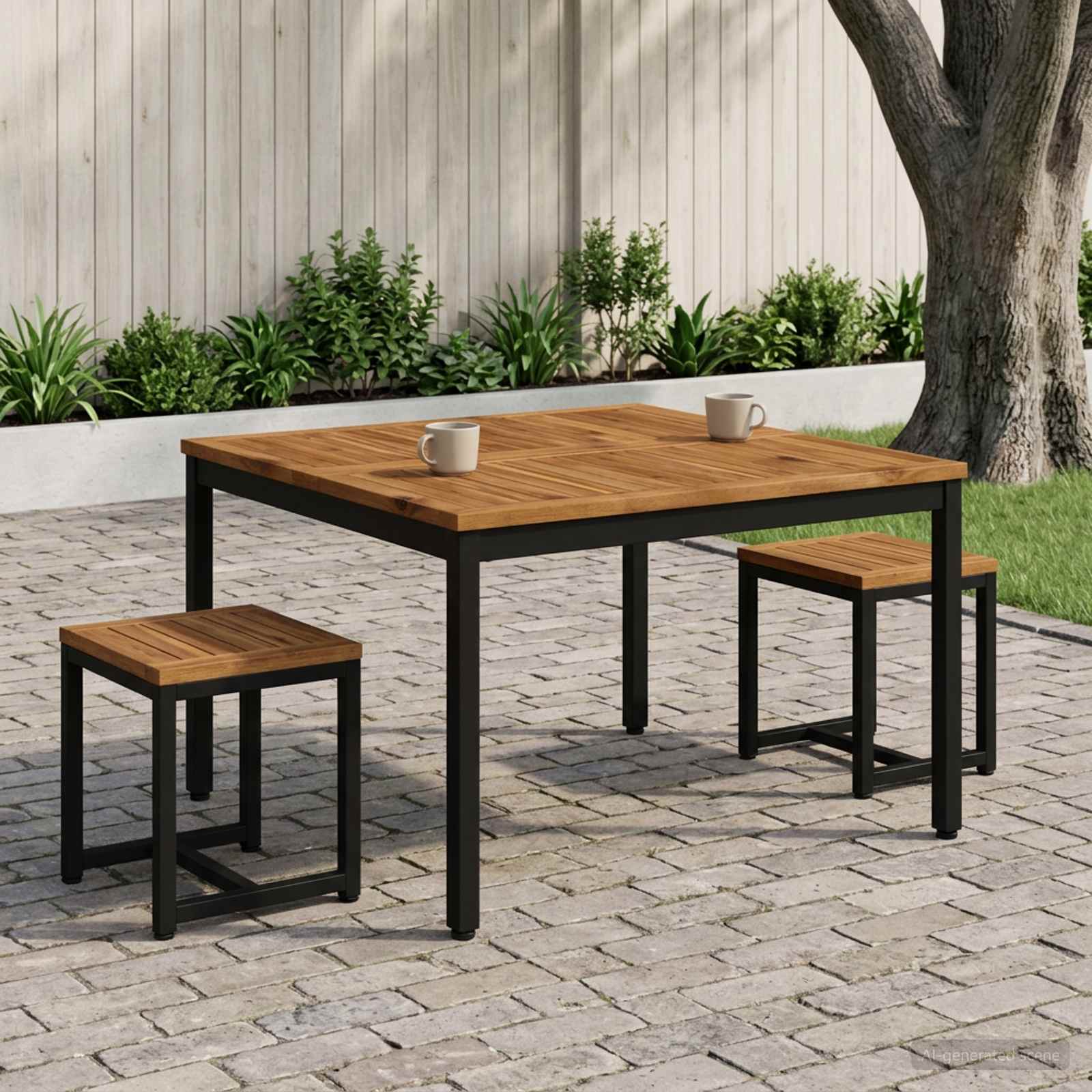Coffee Table Natural and Black 80 x 80.5 x 45 cm