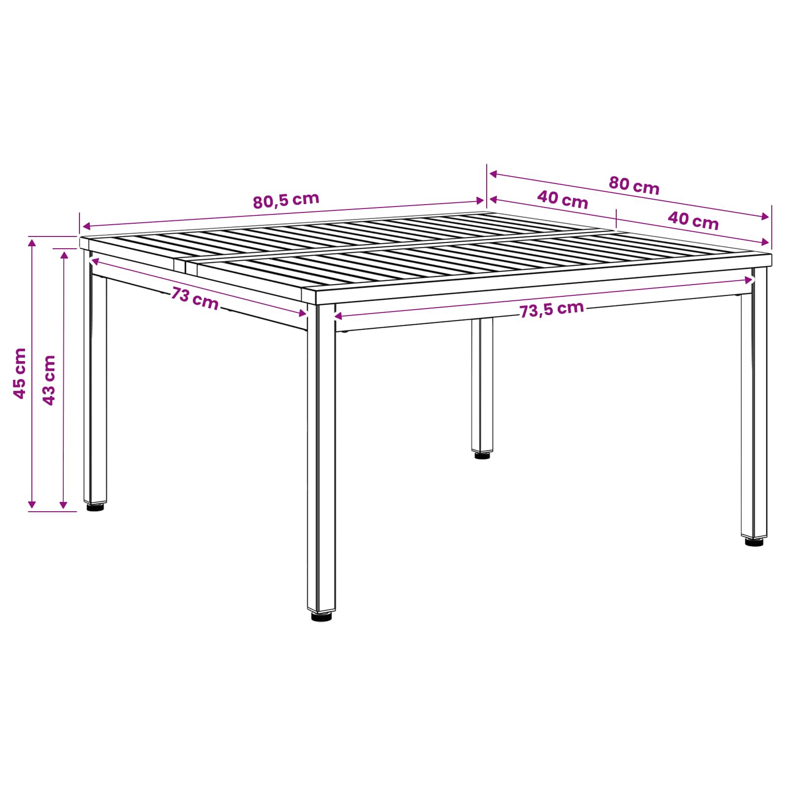 Coffee Table Natural and Black 80 x 80.5 x 45 cm
