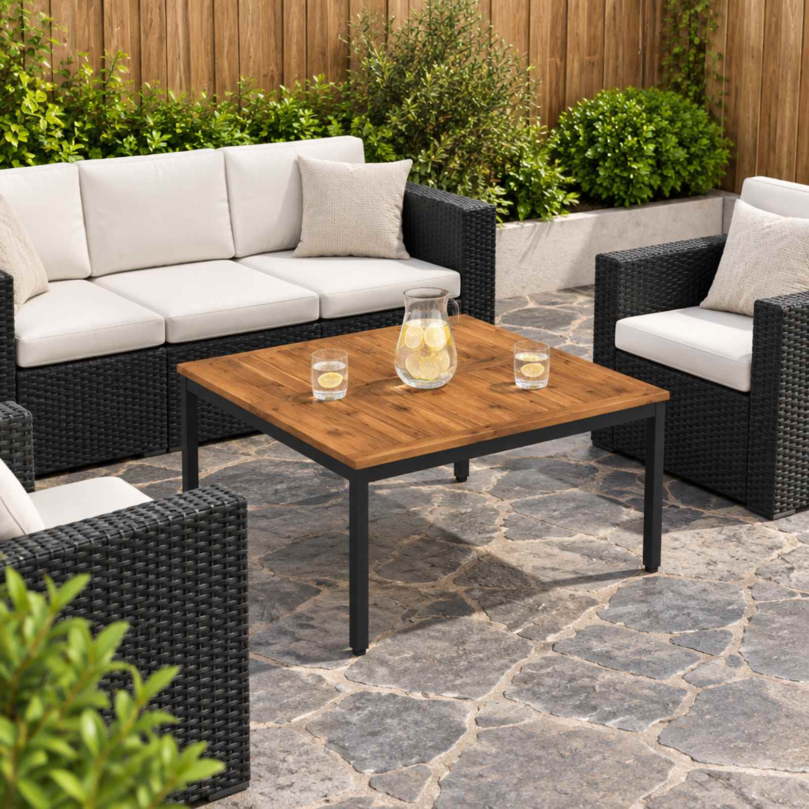 Coffee Table Natural and Black 98 x 100.5 x 45 cm