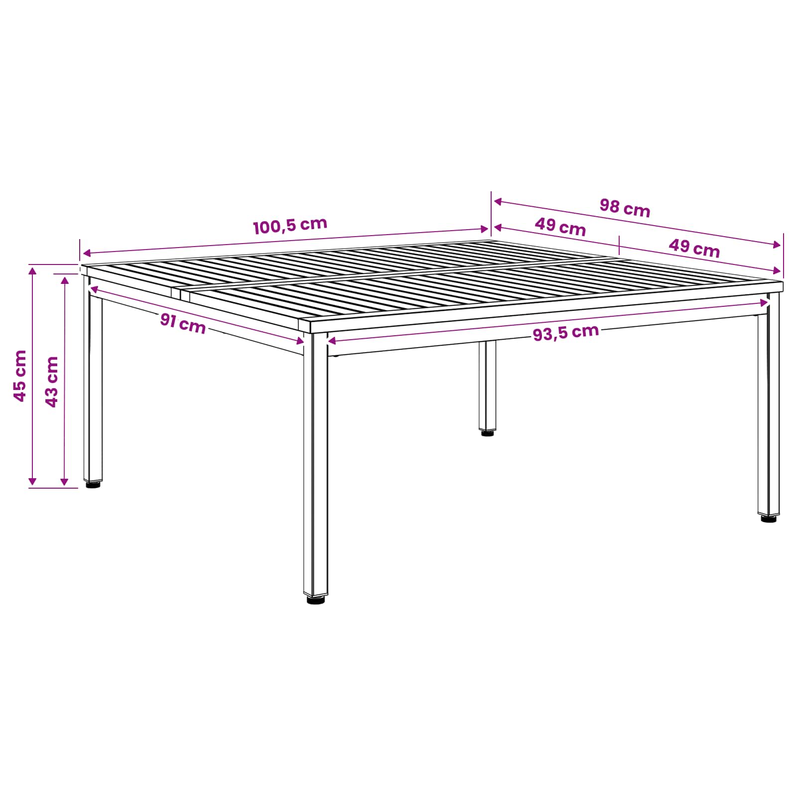Coffee Table Natural and Black 100 x 100.5 x 45 cm