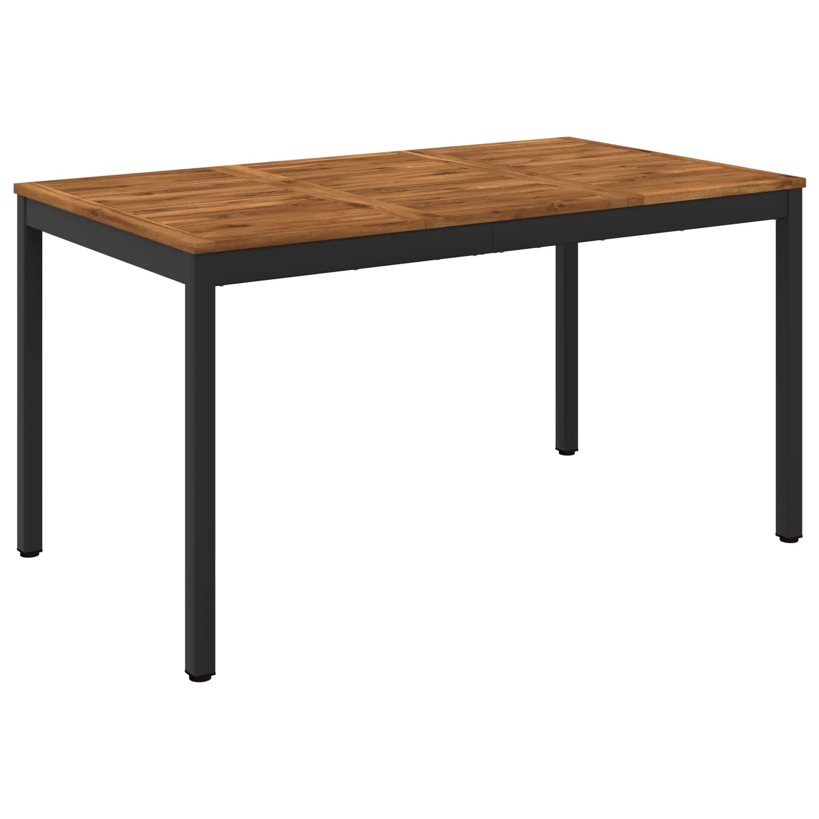 Garden Dinner Table Natural and Black 141 x 80.5 x 75 cm