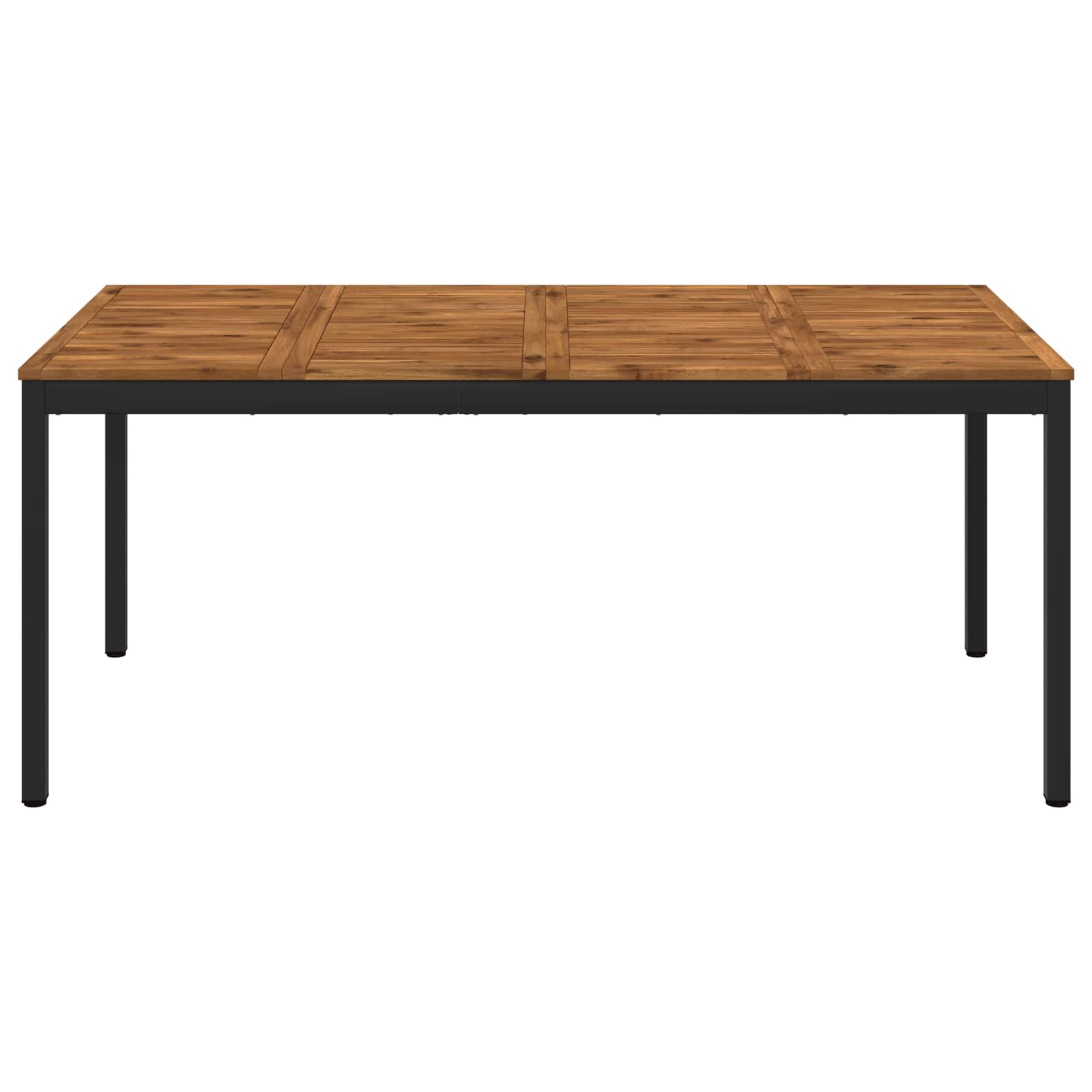 Garden Dinner Table Natural and Black 147 x 88.5 x 75 cm