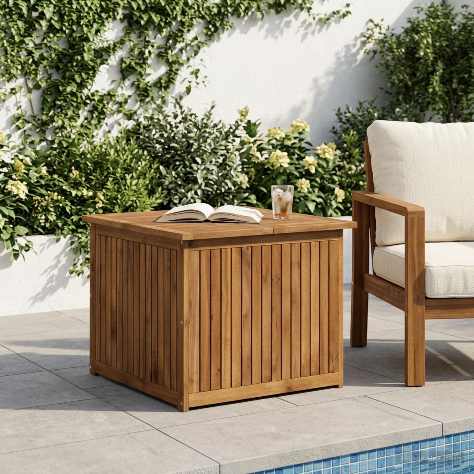 Garden Storage Box Solid Acacia Wood 70.5 x 68.5 x 53.5 cm