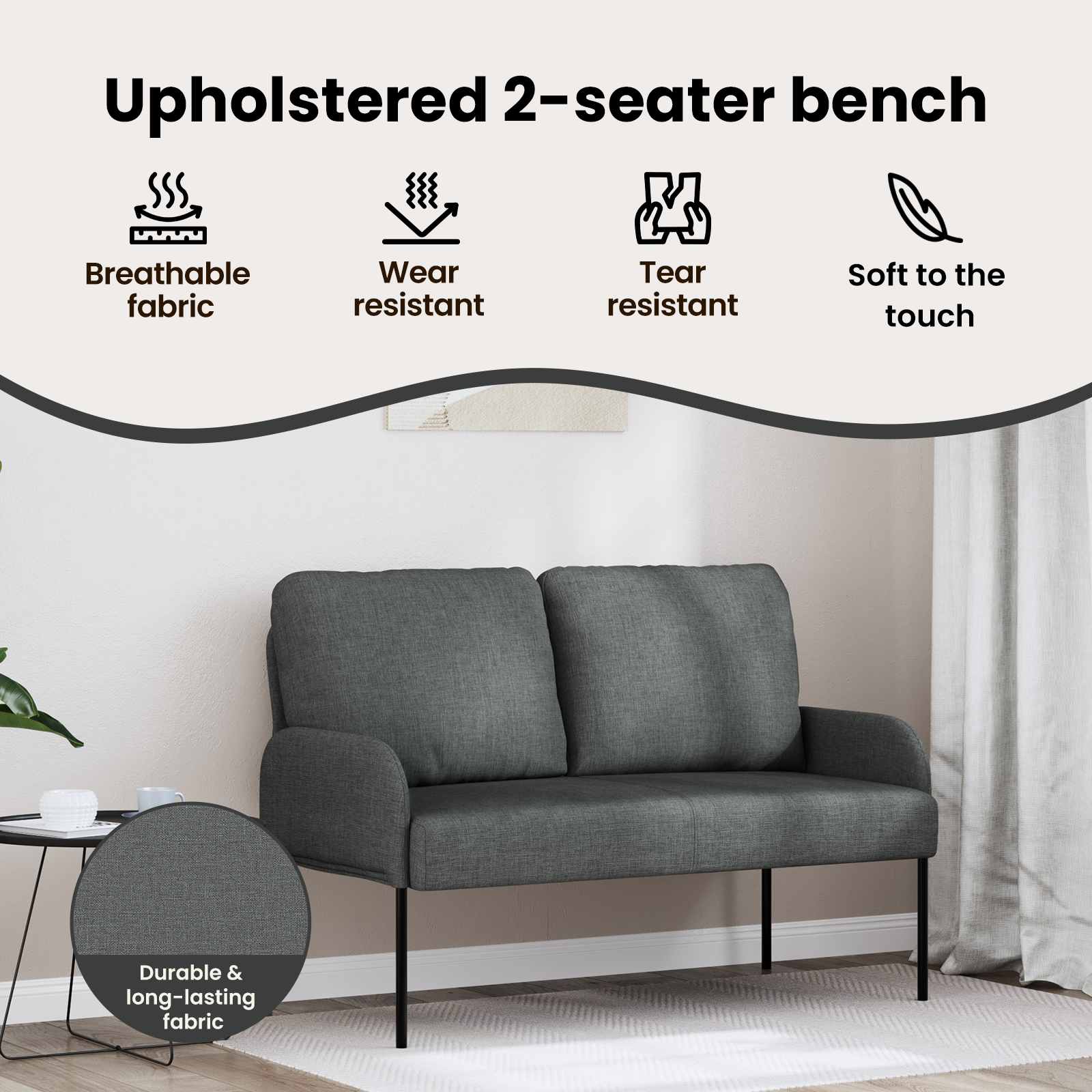 Sofas with Cushion 110cm Dark Grey Plywood