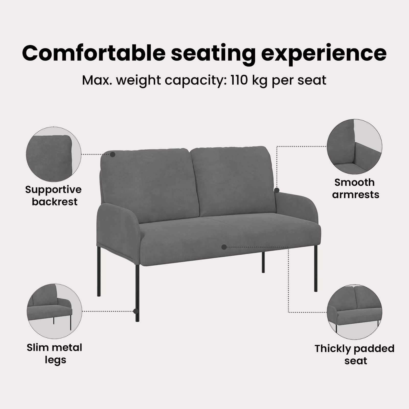 Sofas with Cushion 110cm Dark Grey Plywood