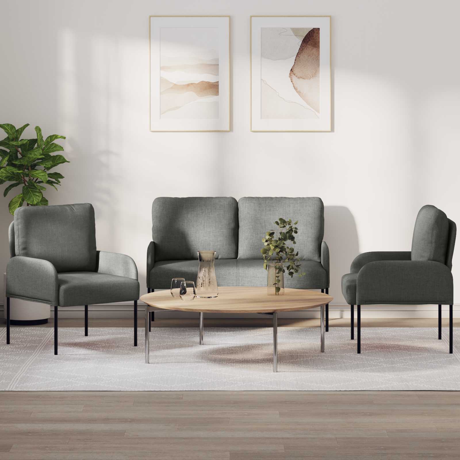 Sofa Sets 3 pcs Dark Grey Plywood
