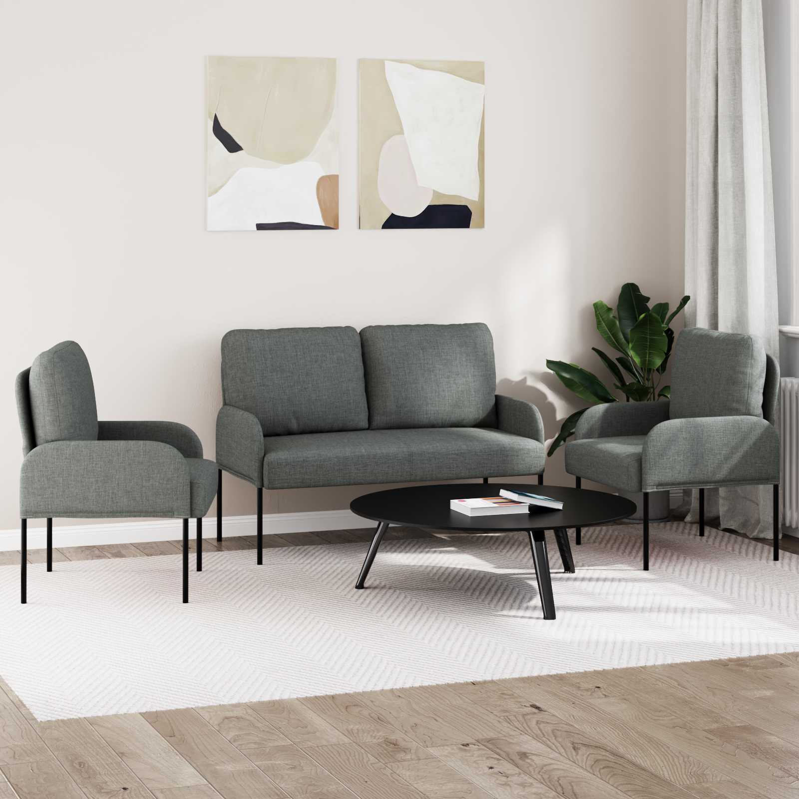 Sofa Sets 3 pcs Dark Grey Plywood