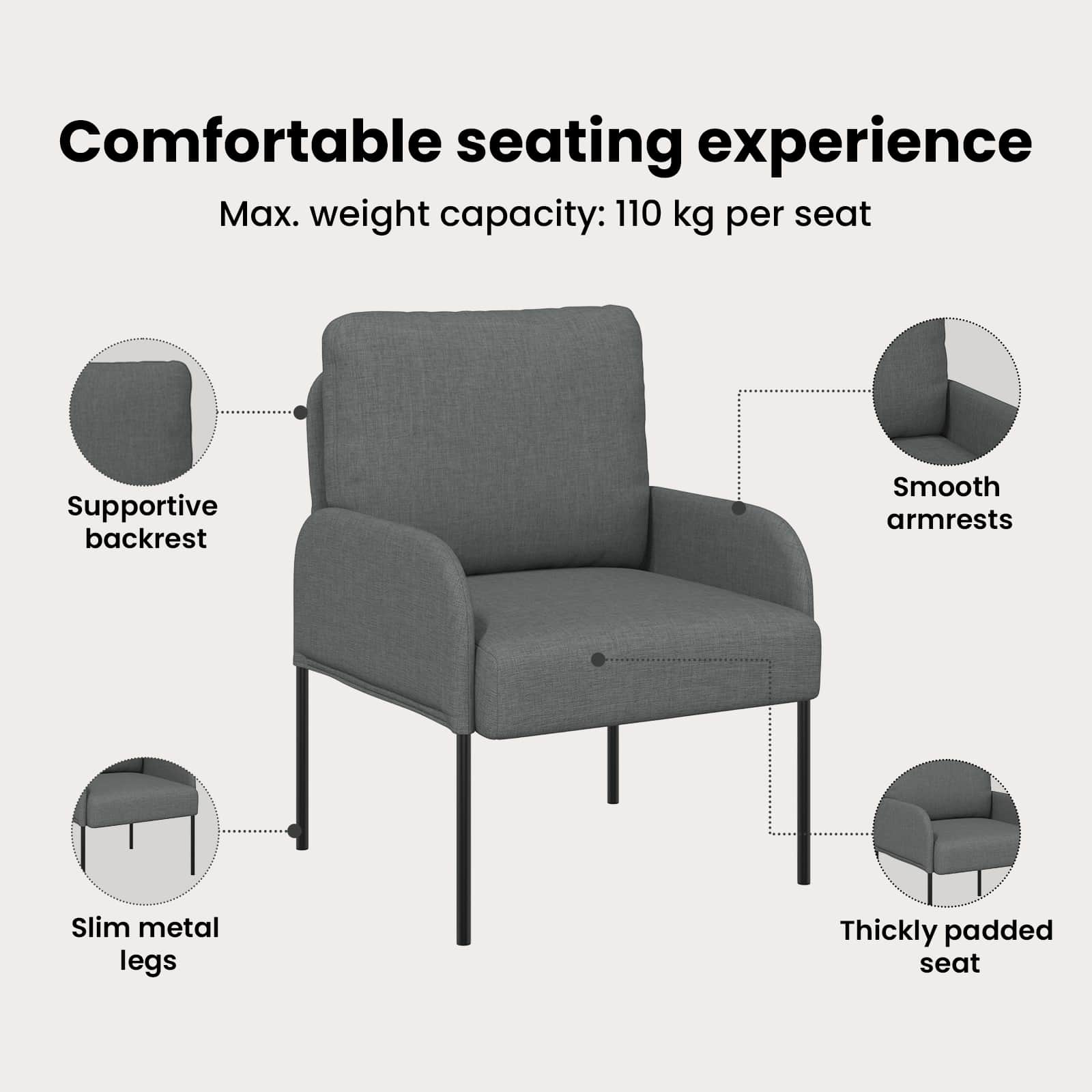 Sofa Sets with Cushion 3 pcs Dark Grey 115 x 56 x 80 cm Plywood