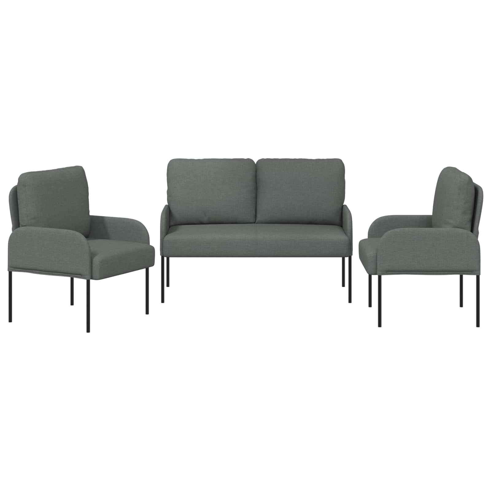 Sofa Sets with Cushion 3 pcs Dark Grey 115 x 56 x 80 cm Plywood