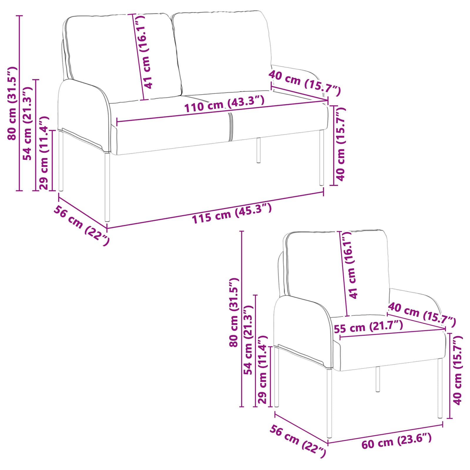 Sofa Sets 3 pcs Dark Grey Plywood
