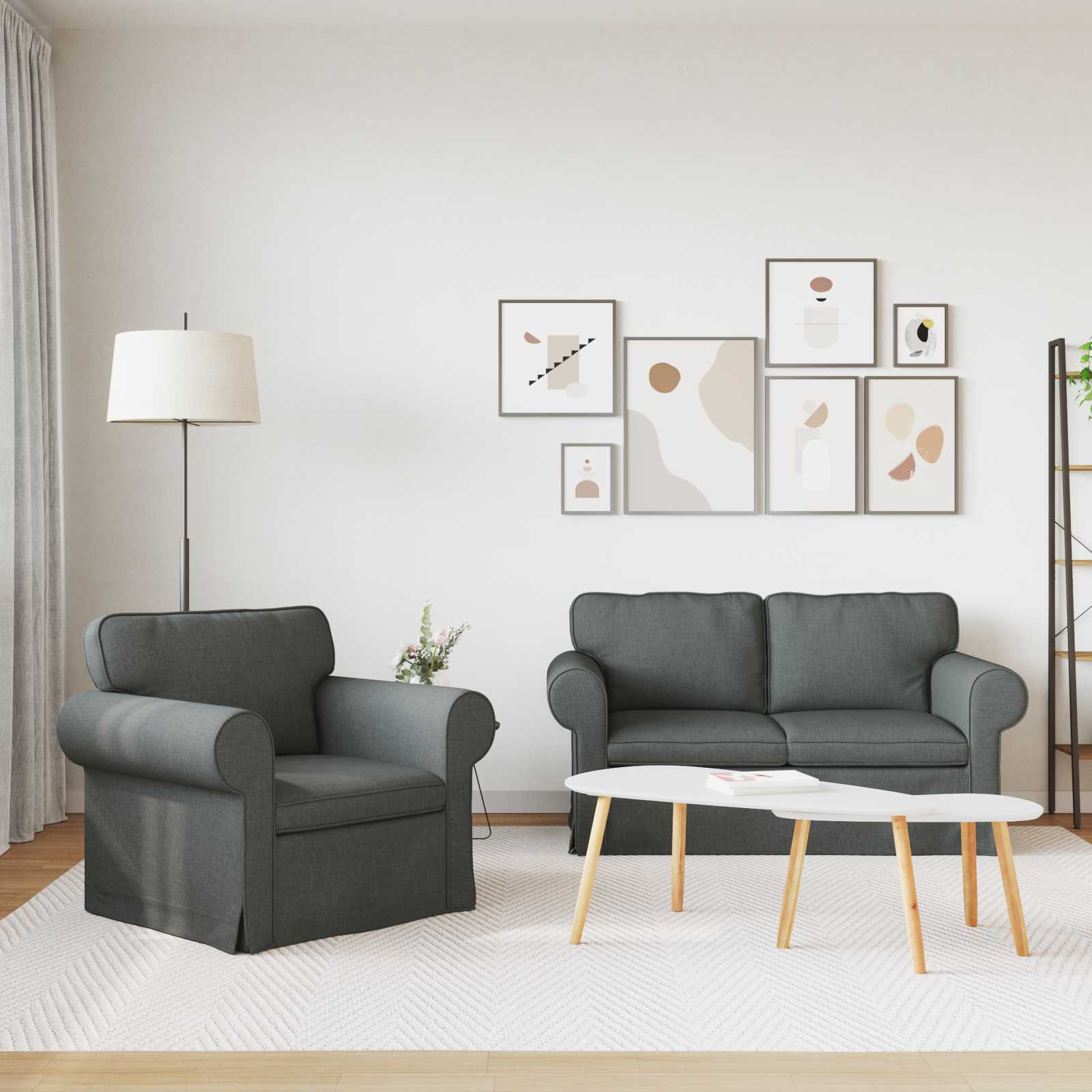 Sofa 120cm 2 pcs Dark Grey Metal