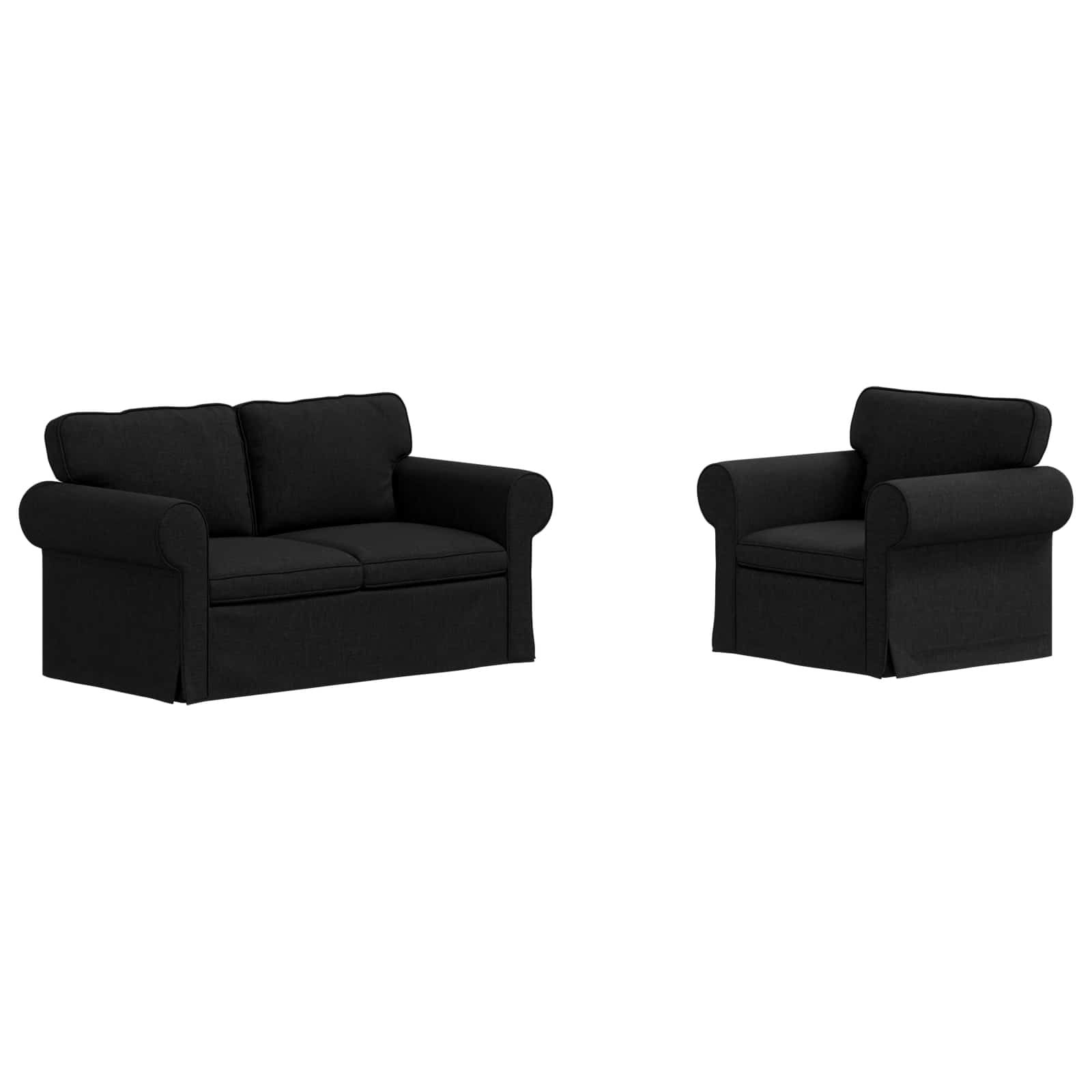 Sofa Set 2 pcs Black 155 x 82 x 80 cm Fabric