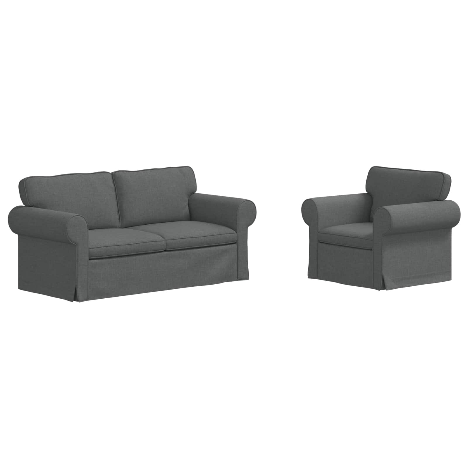 Sofa Set 2 pcs Dark Grey 175 x 82 x 80 cm Fabric