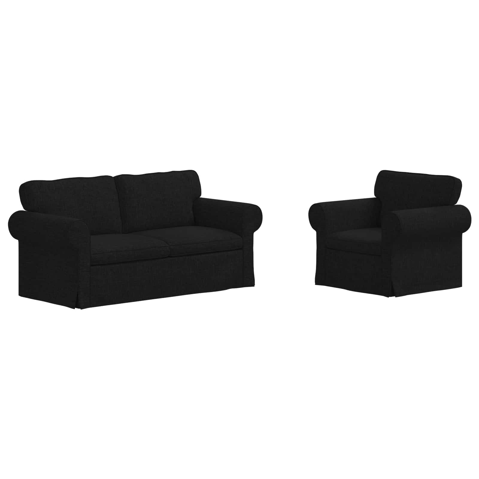 Sofa Set 2 pcs Black 175 x 82 x 80 cm Fabric