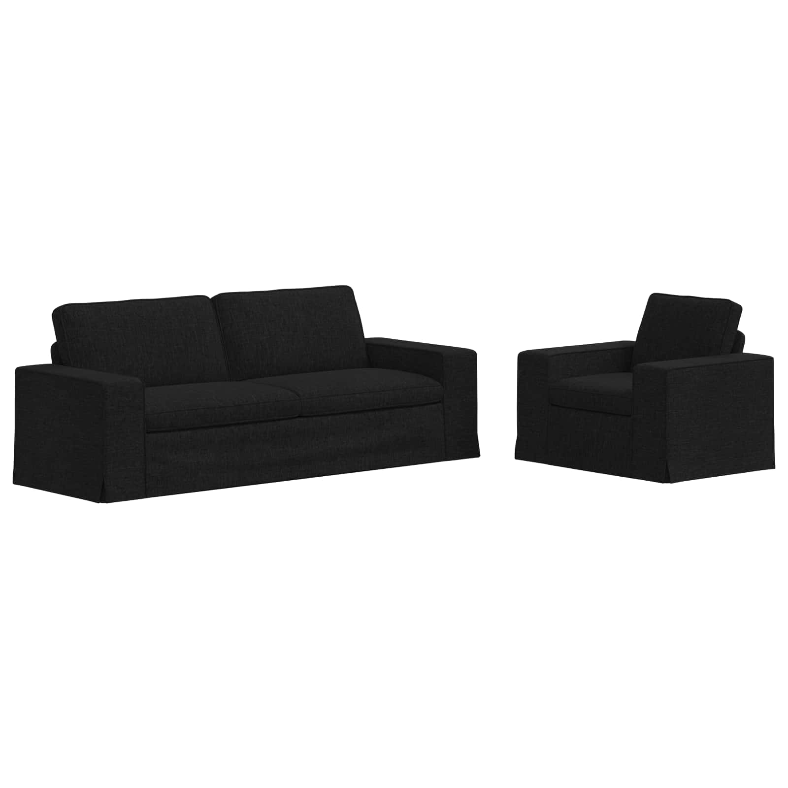 Sofa Set 2 pcs Black 222 x 80 x 82 cm Fabric