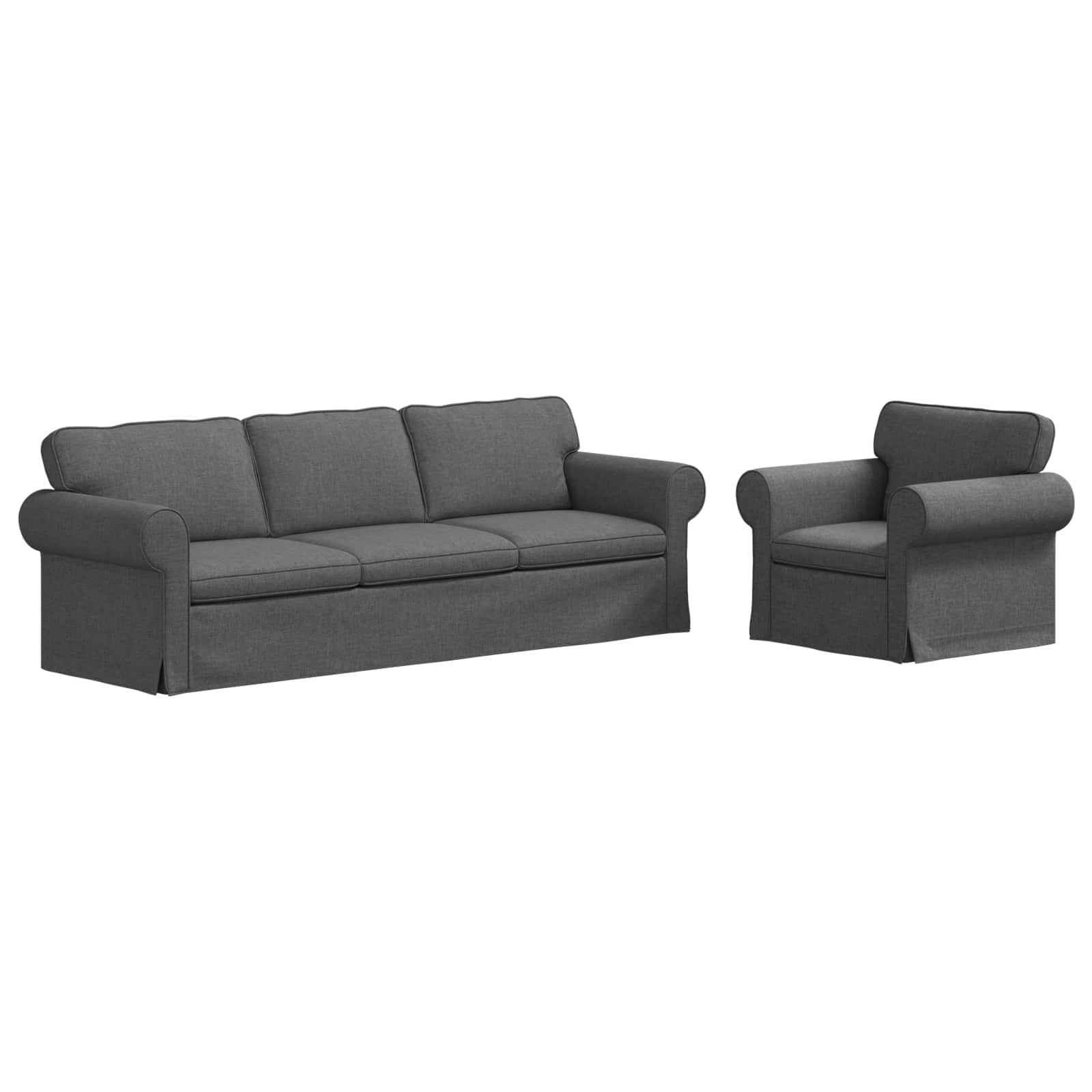 Sofa Set 2 pcs Dark Grey 245 x 82 x 80 cm Fabric