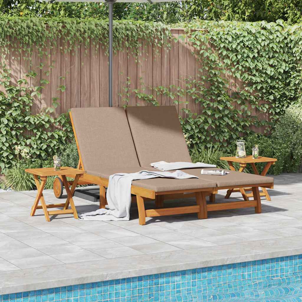 Sun Lounger 3 pcs Solid Acacia Wood Taupe