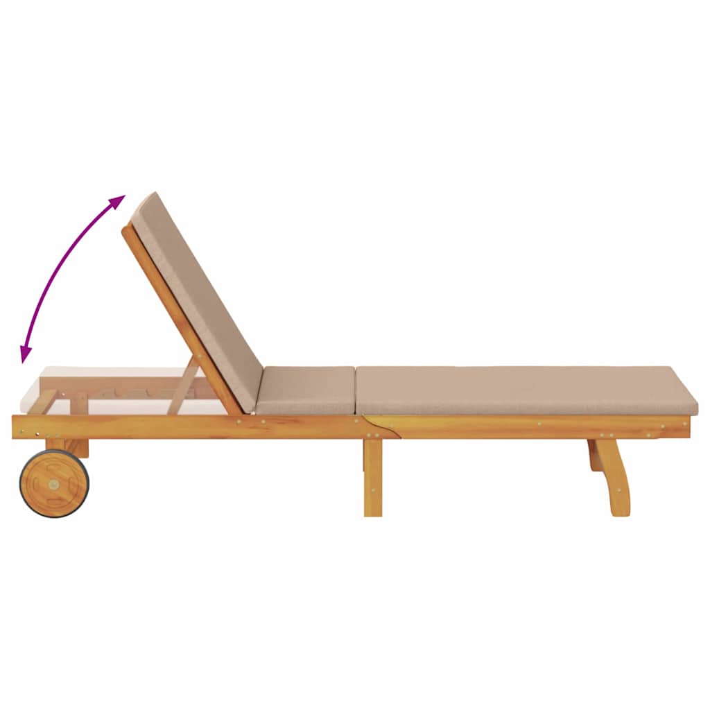 Sun Lounger 3 pcs Solid Acacia Wood Taupe