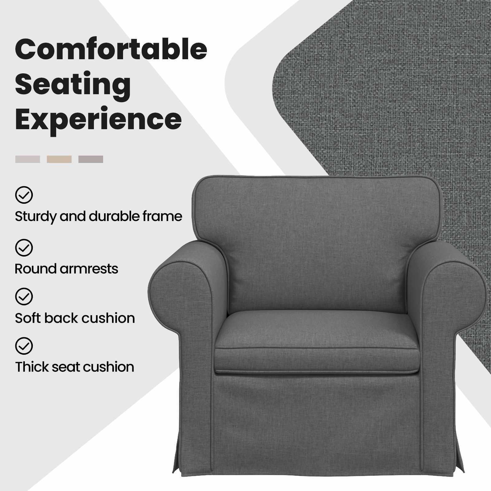 Sofa Dark Grey 95 x 82 x 80 cm Fabric