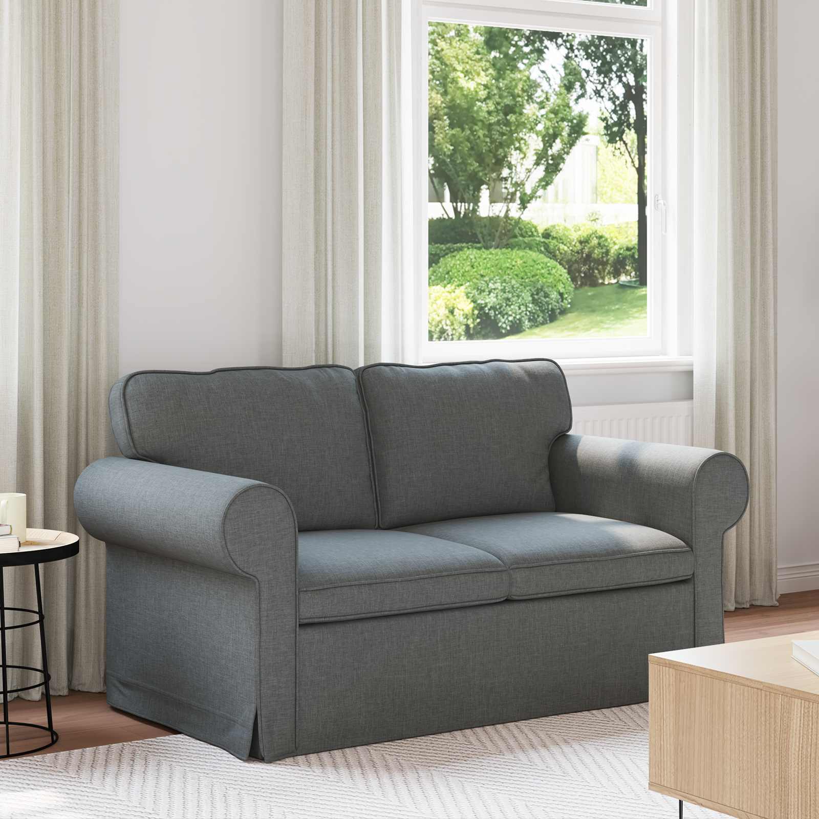 Sofa Dark Grey 155 x 82 x 80 cm Fabric