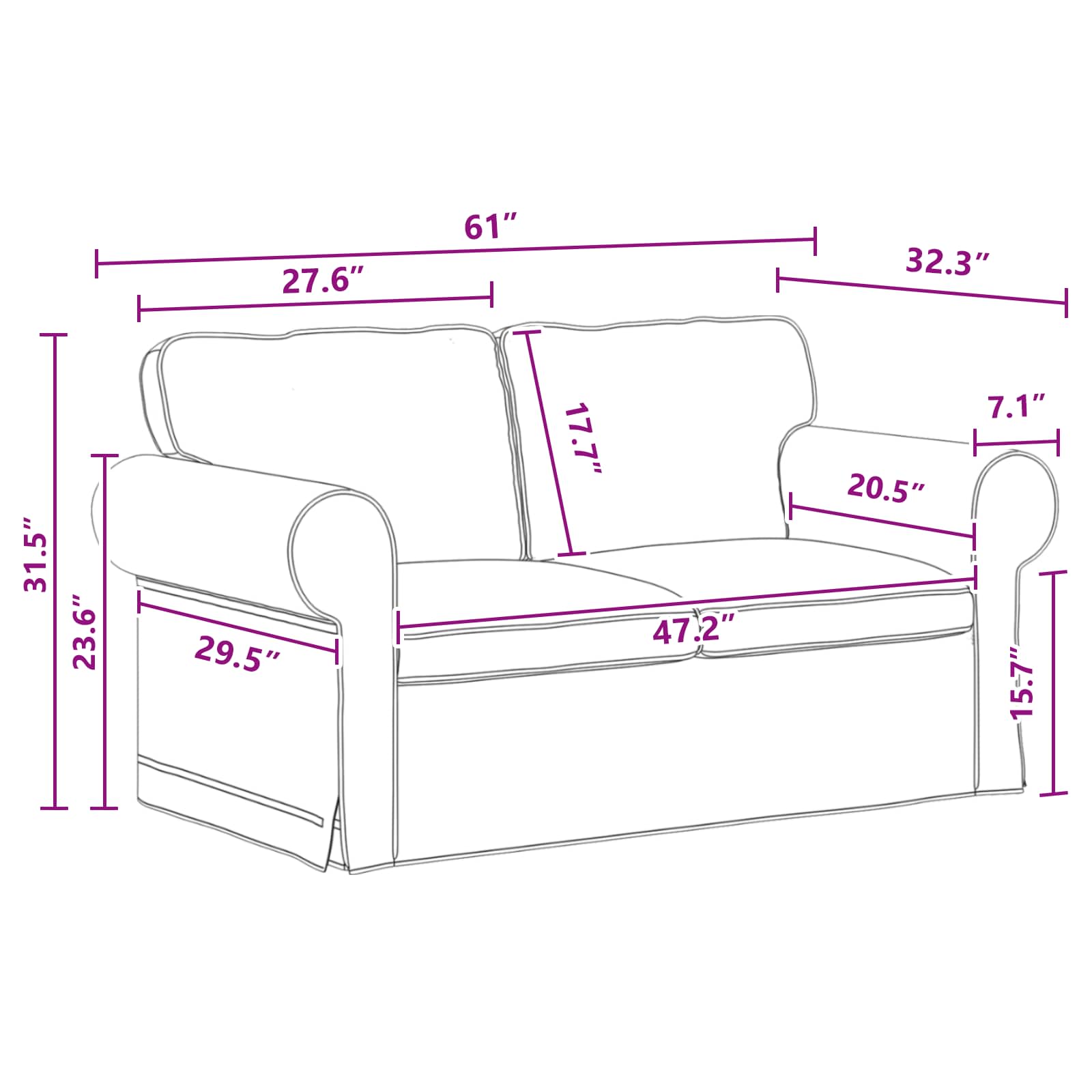 Sofa Dark Grey 155 x 82 x 80 cm Fabric