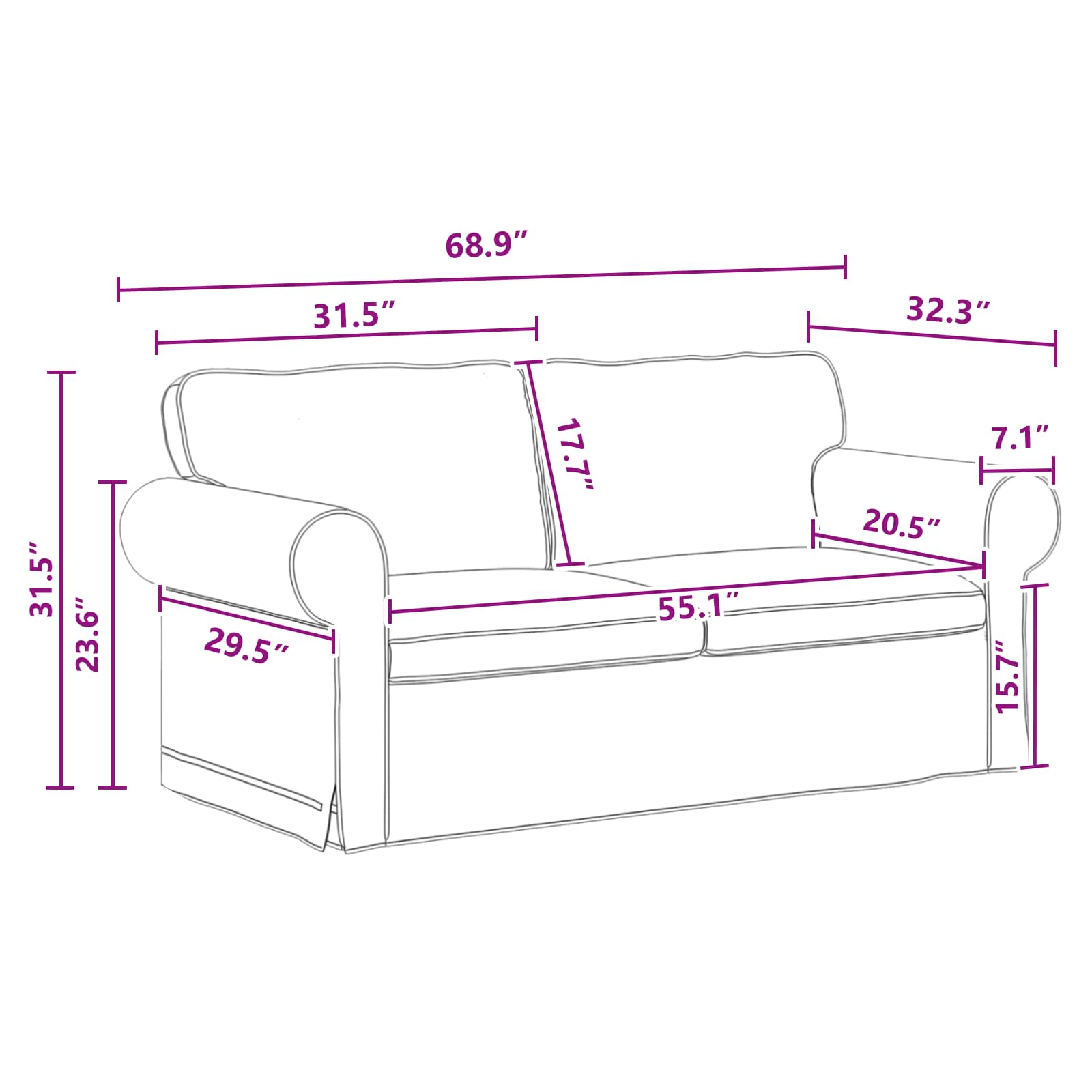 Sofa Dark Grey 175 x 82 x 80 cm Fabric