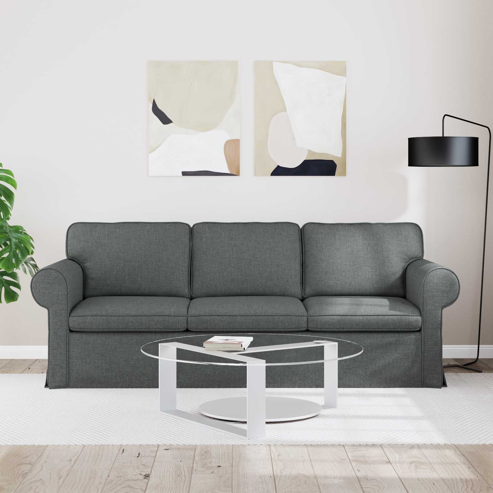 Sofa Dark Grey 215 x 82 x 80 cm Fabric
